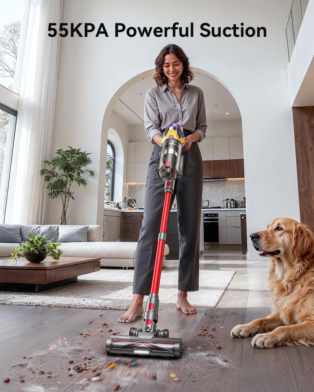 Cordless Vacuum Cleaner, Upgraded 55KPA 650W 70Mins Stick Vacuum with Hurricane Mode, Self-Standing, Touch Screen, 1.8L Dust Cup, Anti-tangle Wireless Vacumm, Vacuum Cleaners for Home/Pet Hair/Carpets - Image 2