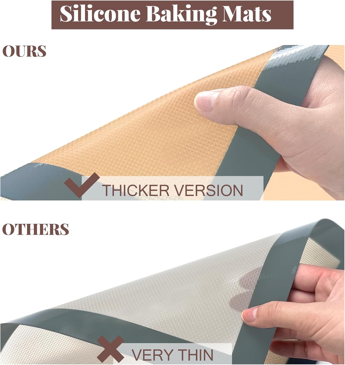 Silicone Baking Mat, 3 Pack Reusable Baking Sheet, Non-Stick & Food Safe Silicone Mats for Baking for Making Cookies Macaroons Bread, Baking Supplies & Accessories - Image 7