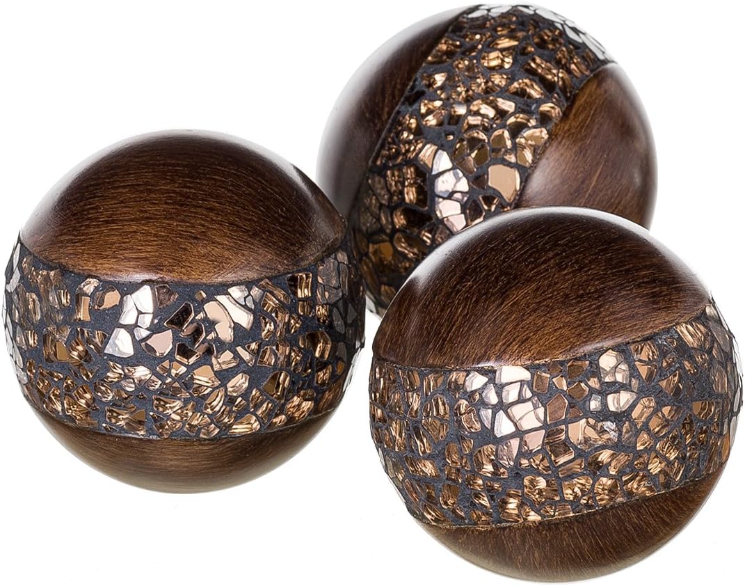 Creative Scents Schonwerk Brown Walnut Decorative Orbs for Bowls and Vase Fillers (Set of 3) Resin Sphere Balls for Living, Dining Room, Coffee Table Centerpiece Home Decor - Great Gift Idea - Image 5