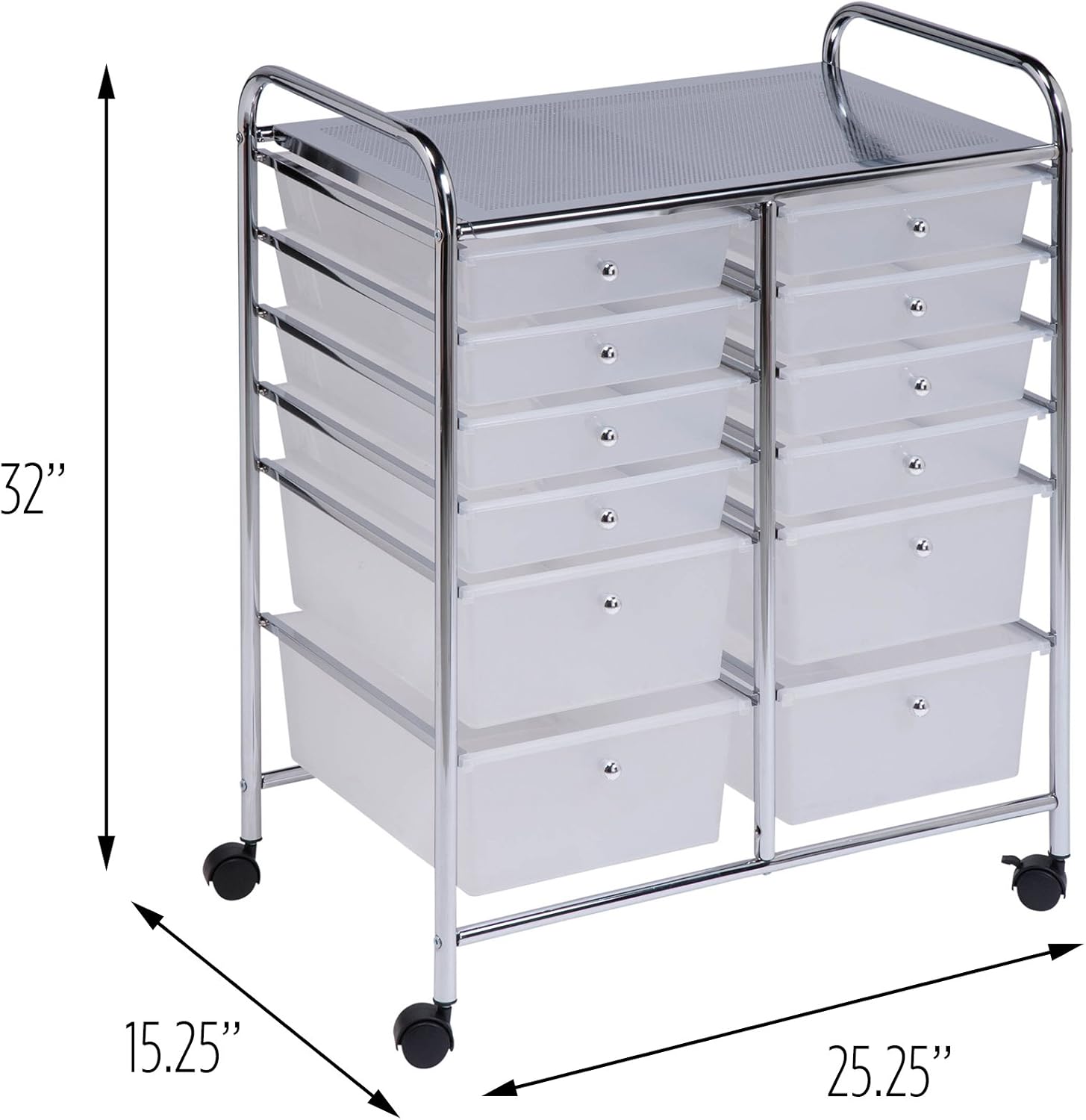 Honey-Can-Do Rolling Storage Cart and Organizer with 12 Plastic Drawers - Image 6