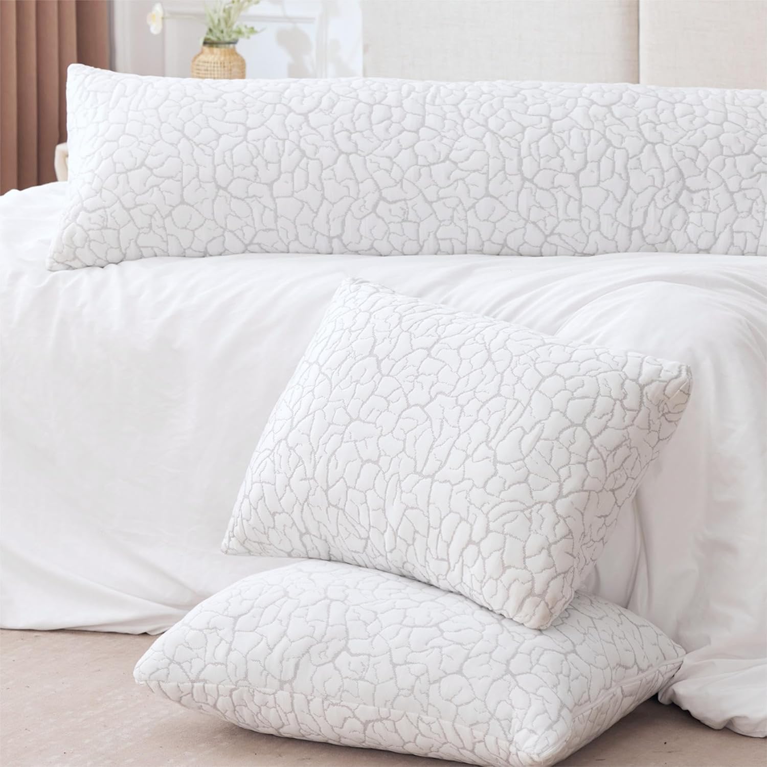 Cooling Pillows for Sleeping 2 Pack, Adjustable Shredded Memory Foam Pillows Queen Size Set of 2, Firm Bed Pillows for Side Back Stomach Hot Sleepers, Cold Pillow with Removable Washable Cover - Image 8