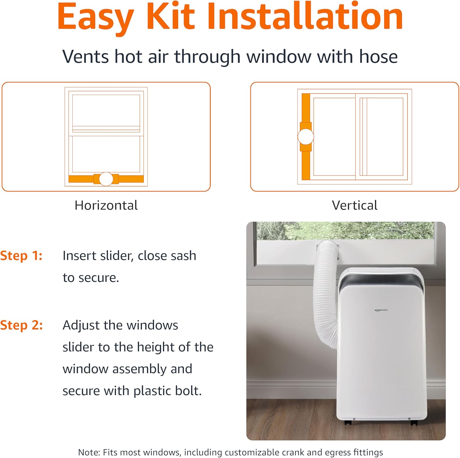 Amazon Basics 3-In-1 Portable Air Conditioner with Remote, Timer, Sleep Mode, Auto Swing, Dehumidifier, 10000 BTU (ASHRAE)/6000 BTU (SACC), Cools Bedroom Up to 450 Sqf, White - Image 4