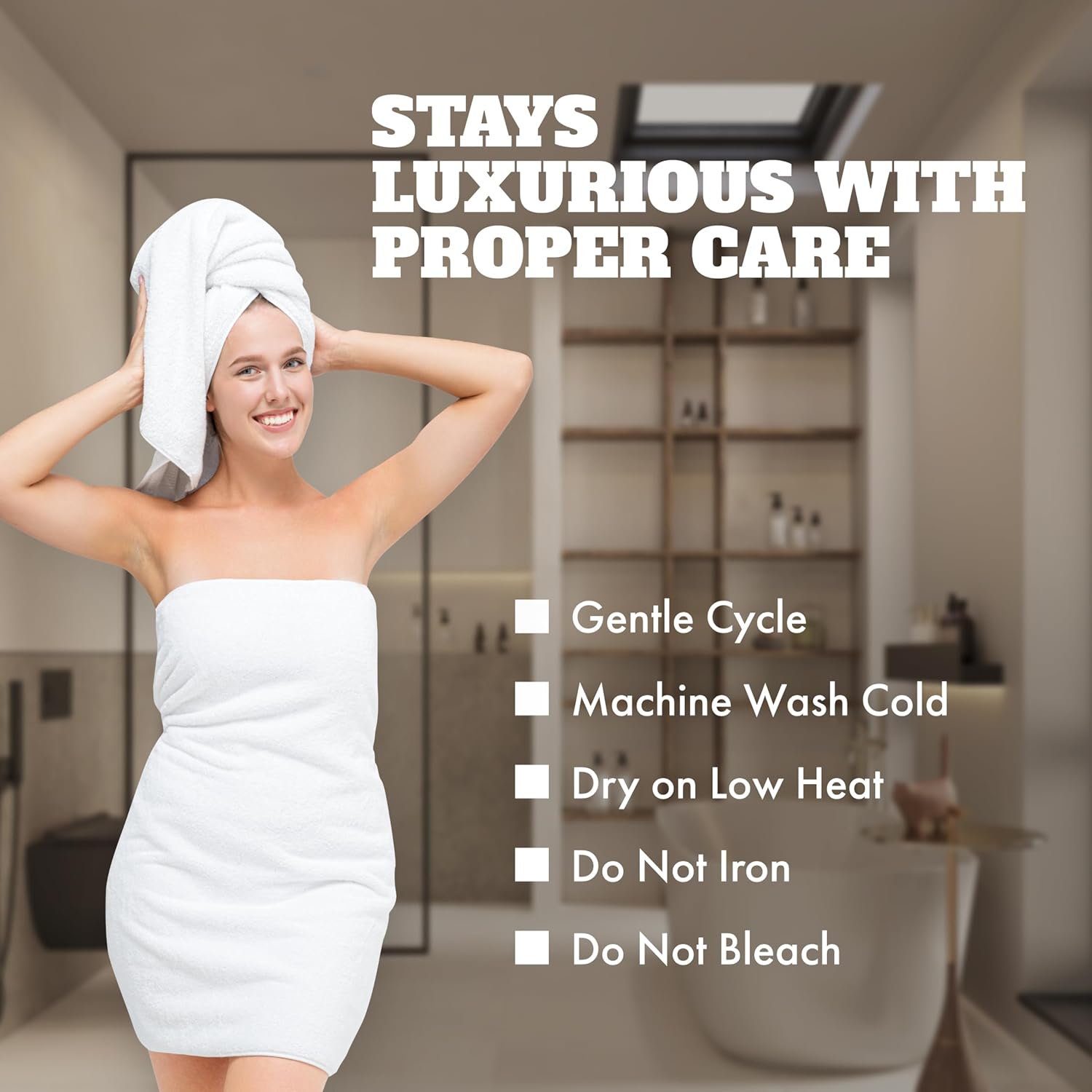 Wealuxe White Bath Towels 24x50 Inch, 6 Pack - Extra Absorbent Cotton Towel Set for Bathroom - Image 6