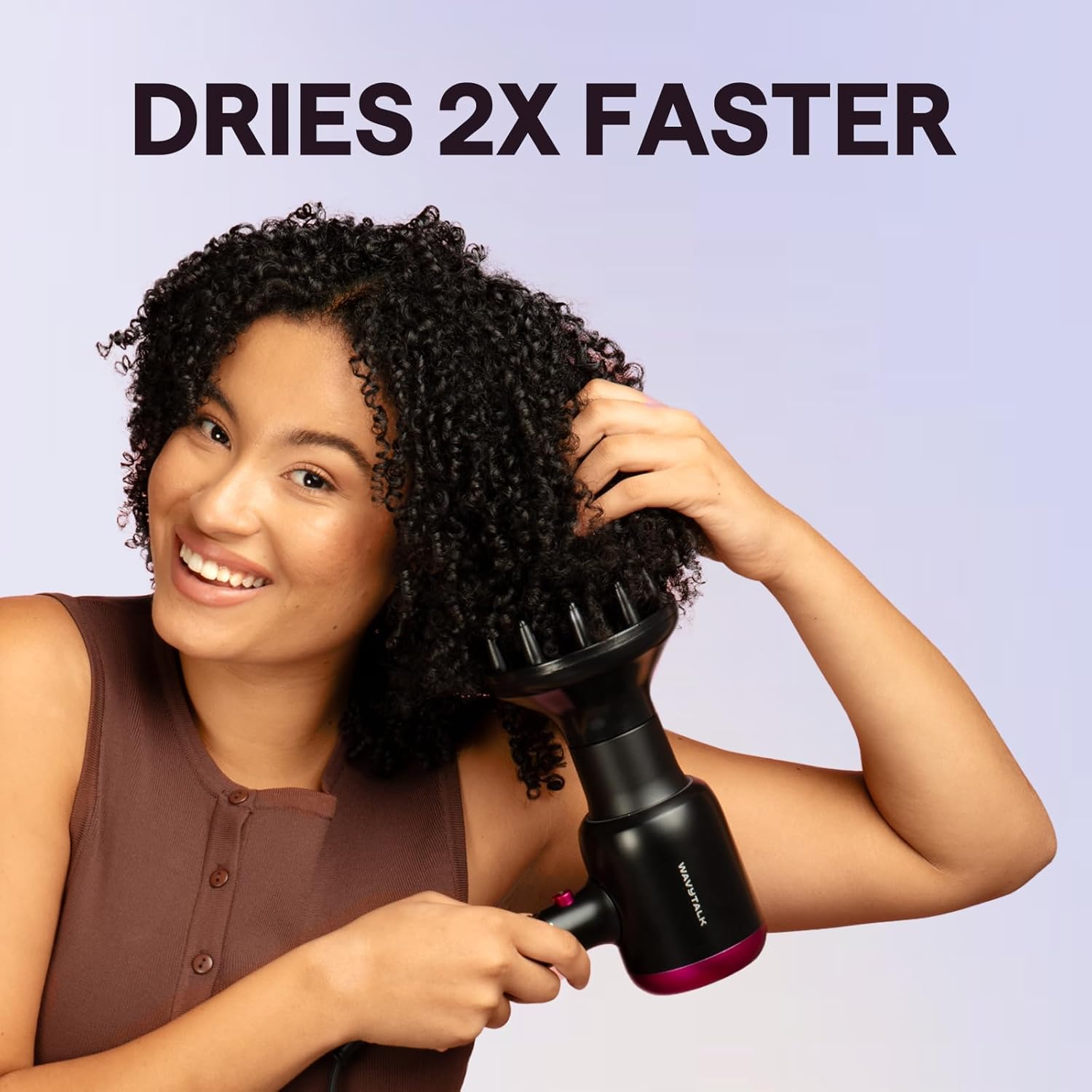 Wavytalk Hair Dryer with Diffuser, Blown Away Ionic Hair Dryer for Curly Hair with Comb, 1875W Fast Drying Blow Dryer with Ceramic Technology, 3 Attachments for All Hair Types, Light and Quiet, Black - Image 3