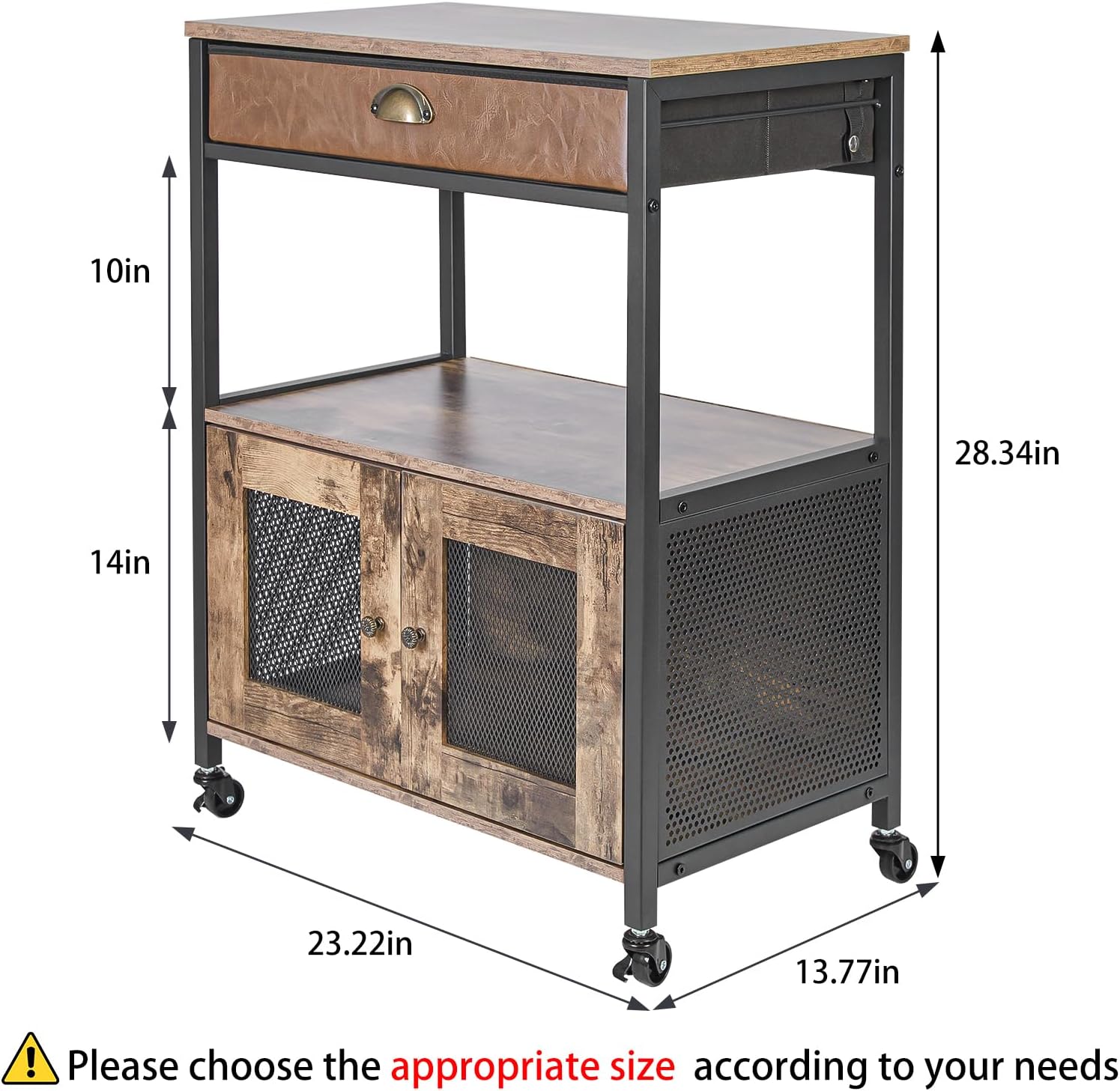 X-cosrack Coffee Bar Cabinet,3 Tiers Kitchen Coffee Cart with Drawer for The Home, Movable Farmhouse Ktichen Station Table on Wheels for Living Room, Entryway, Dining Room, Kitchen - Image 2
