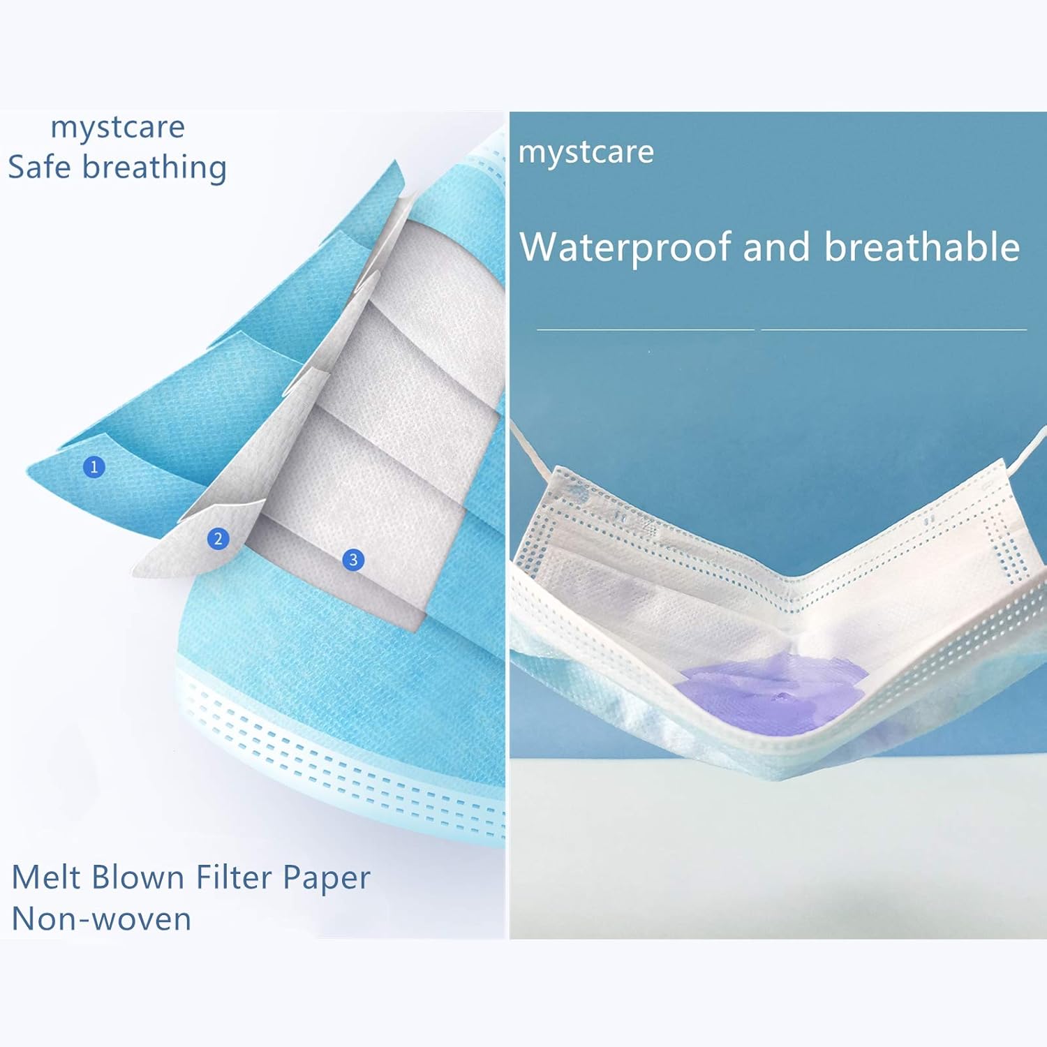 Disposable Face Mask 50 Pack Individually Packaged Wrapped Protection For Adults 3-layer Filter Safety Face Masks - Image 5