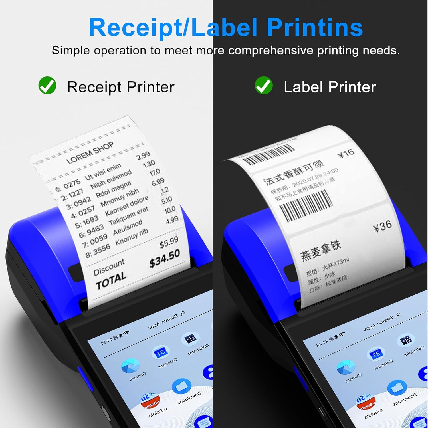 symcode POS PDA Mobile POS Machine Terminal Thermal Receipt Printer 5.99" High Resolution and Clear Touch Screen Handheld PDA Printer Android 8.1 OS Built-in Google Play and NFC - Image 8