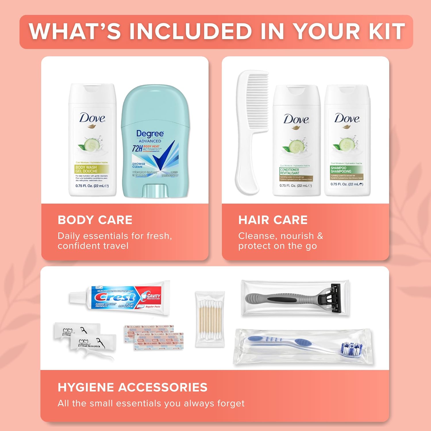 Trektote 12-Piece Women’s Travel Hygiene Kit with Toiletries & Grooming Essentials, TSA-Compliant, Clear Cosmetic Bag, Available in Bulk - Image 3
