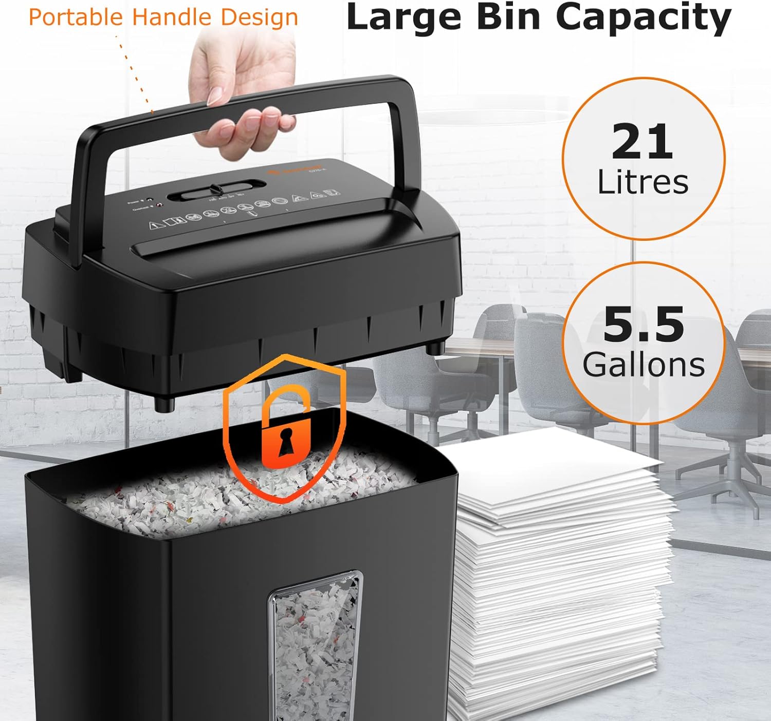 Bonsaii 12-Sheet Cross Cut Paper Shredder, 5.5 Gal Home Office Heavy Duty Shredder for Paper, Credit Card, Mail, Staples, with Transparent Window, High Security Level P-4 (C275-A) - Image 4