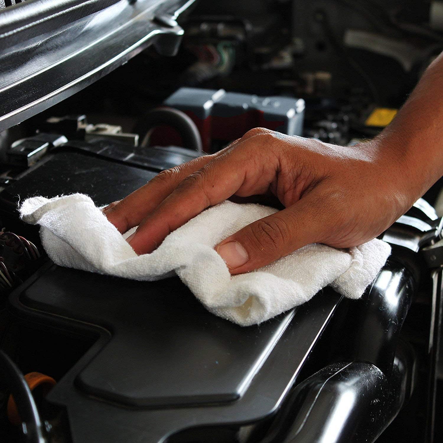 SIMPLI-MAGIC Cotton Shop Towels 14"x12" (145 Pack) – Reusable Cleaning Shop Rags for Automobiles, Industries, Garage and Homes (White) - Image 7