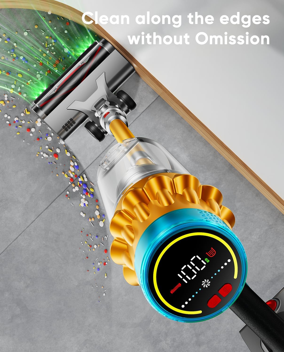 Cordless Vacuum Cleaner, 650W/55KPA/70 Mins Vacuum Cleaners for Home with Self-Standing, Anti-Tangle Brush, Smart Display and 1.8L Cup Cordless Stick Vacuum Cleaner for Pet Hair/Carpets - Image 7