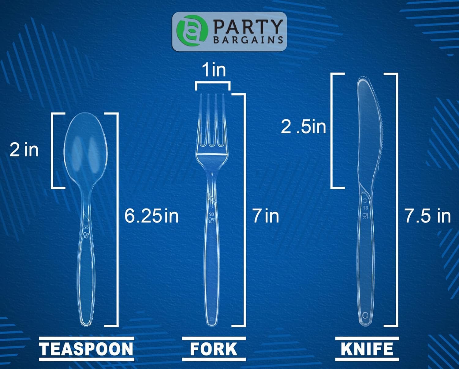 Party Bargains Disposable Cutlery set, SAPPHIRE Design, Clear Color, 360 Pieces: 180 Forks, 120 Spoons, 60 Knives - Image 3