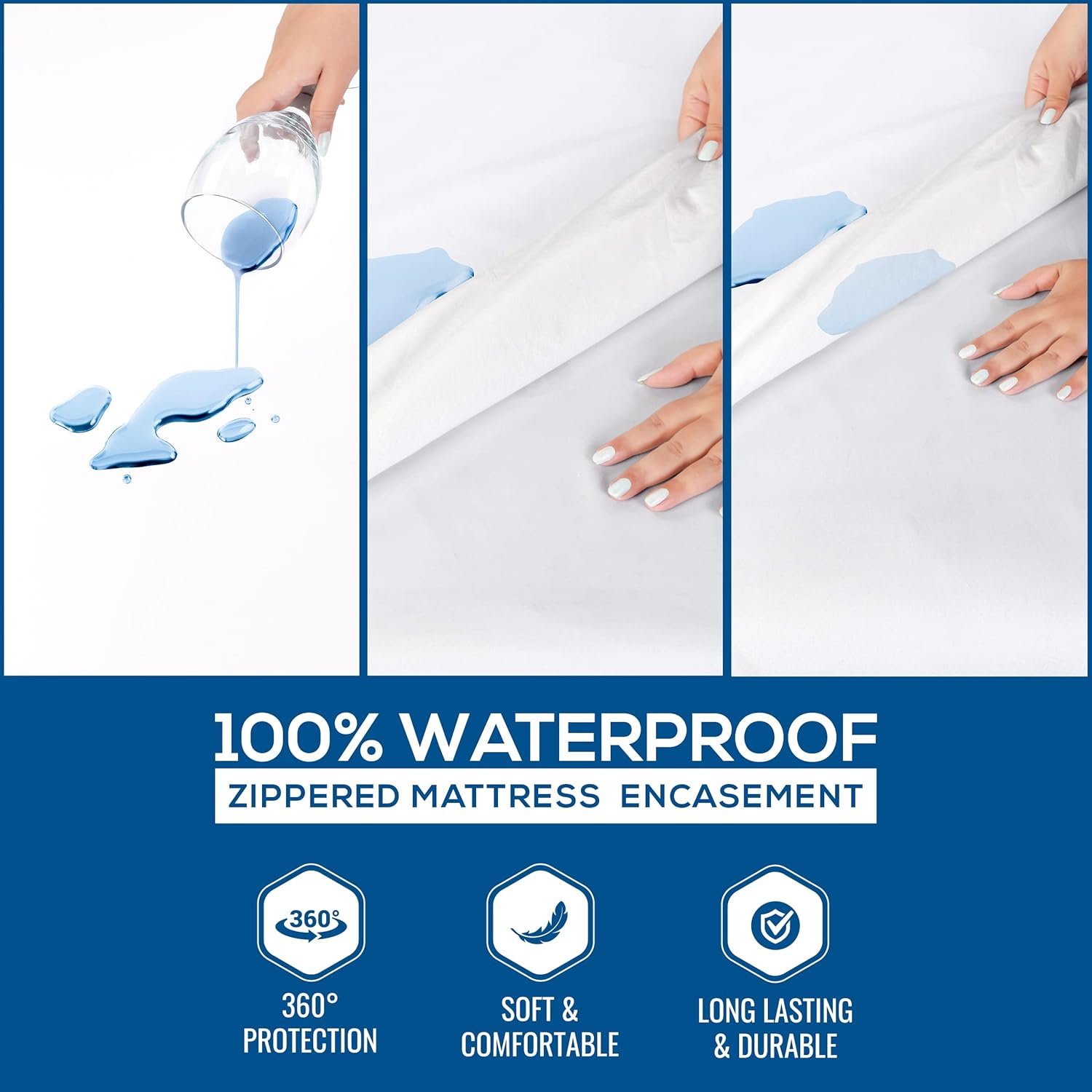 Utopia Bedding Mattress Protector Zippered Twin Size, 100% Waterproof Bed Bug and Dust Mite Proof Mattress Encasement, Absorbent 6 Sided Mattress Cover - Image 3