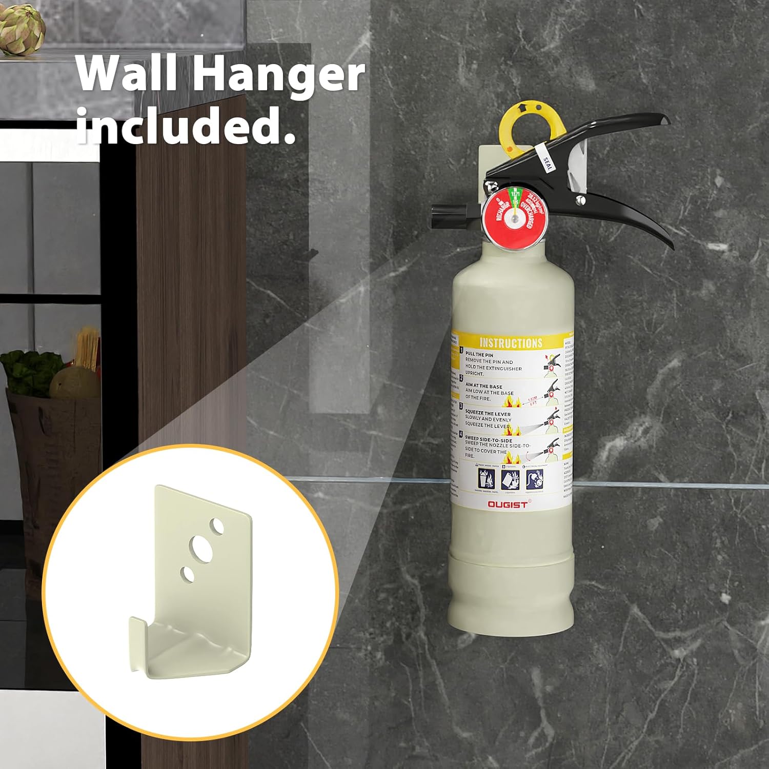 Ougist ABC Dry Powder Fire Extinguisher, 2.5lb – 1-A:10-B:C Rated for Home, Office & Vehicle, Quick Release, Easy-Grip Handle, Ideal for Electrical & Grease Fires, Car Extinguisher, Model FF1KG - Image 5