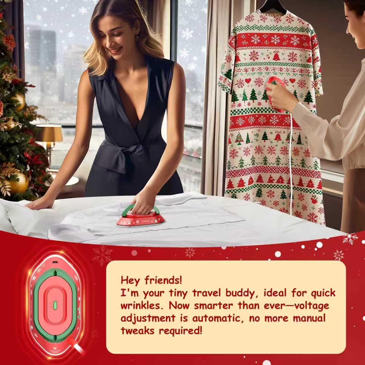 Newbealer Travel Iron, Global Voltage 100-240V, 302℉ Mini Dry Iron for Clothes (No Steam), Max 300W, 60s Heat Up, 0.8lb Lightweight Gift (Classic Red with Hard Case) - Image 7
