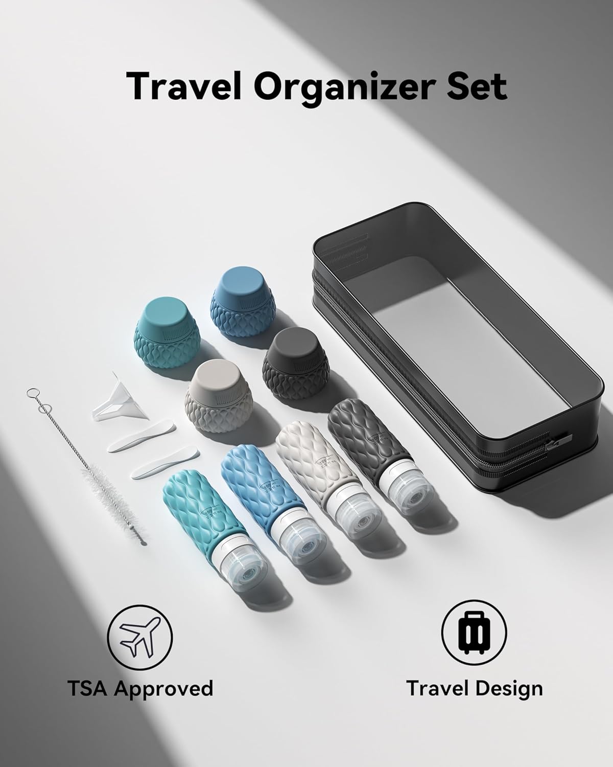 Silicone Travel Bottles for Toiletries 8 Pack Travel Size Toiletries 3.4 oz 1.7 oz, Leakproof Squeeze Travel Size Containers Refillable Cosmetic Jars Set for Shampoo, Conditioner, Creams - Image 7