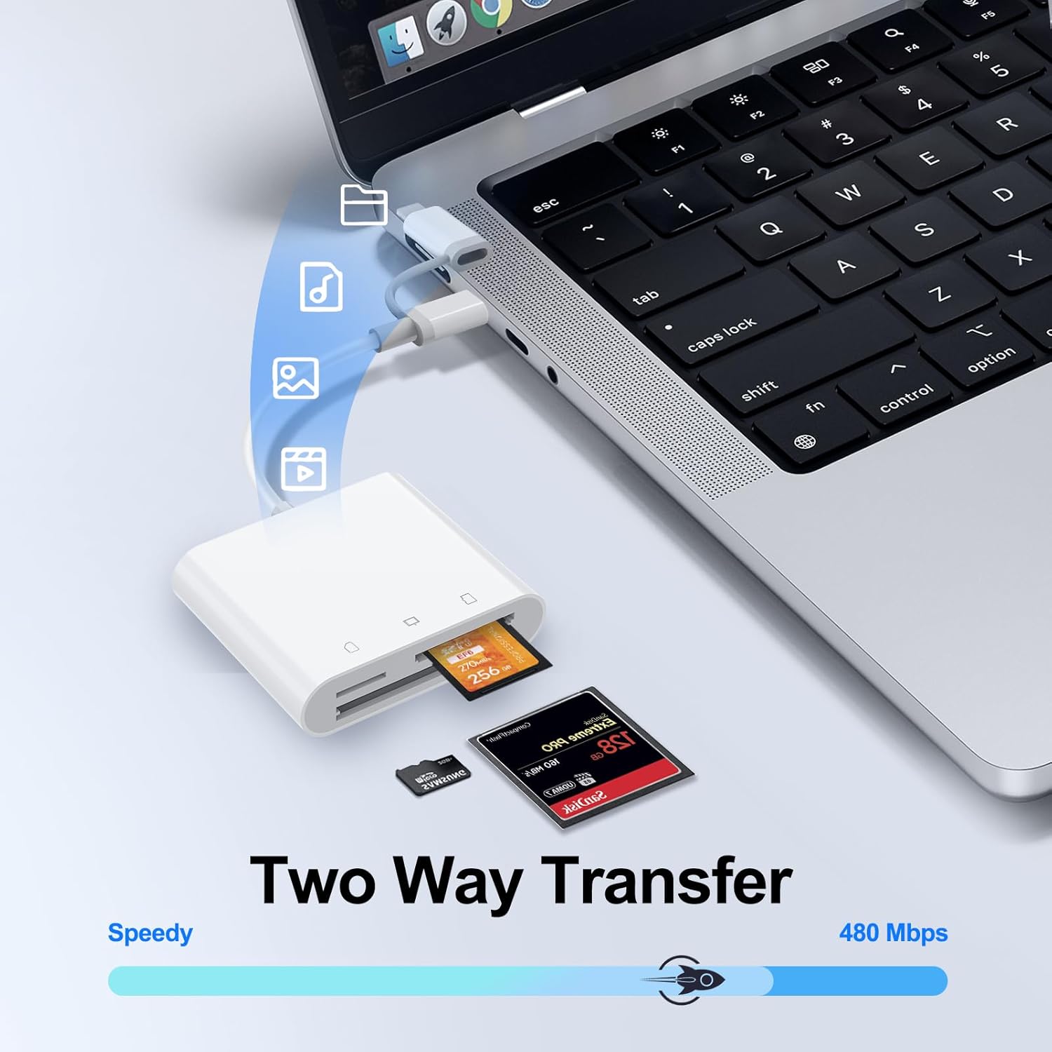USB C SD Card Reader for iPhone 17/16/14/iPad, 3-Slot USB Type C to CF/SD/MicroSD Adapter Supports Compact Flash/SD/MicroSD 3 Slot, Compatible with Phone/Android/Laptop, Plug&Play - Image 4