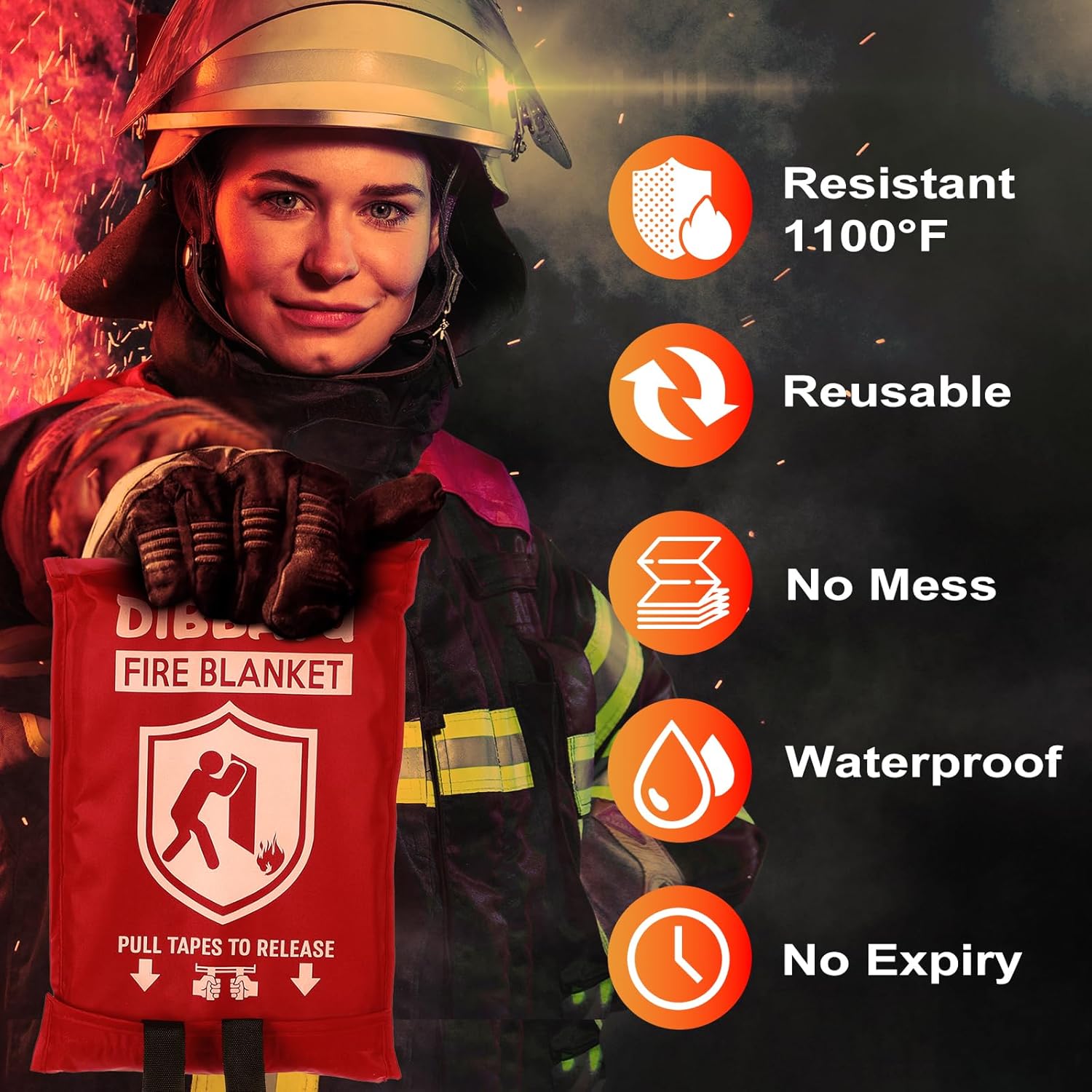 DIBBATU Fire Blanket for Home and Kitchen, Fire Blankets Emergency for Home, Emergency Fire Blankets Retardant for House, Fireproof Blanket, Survival FireBlanket for Kitchen,Fireplace, Grill, BBQ - Image 6