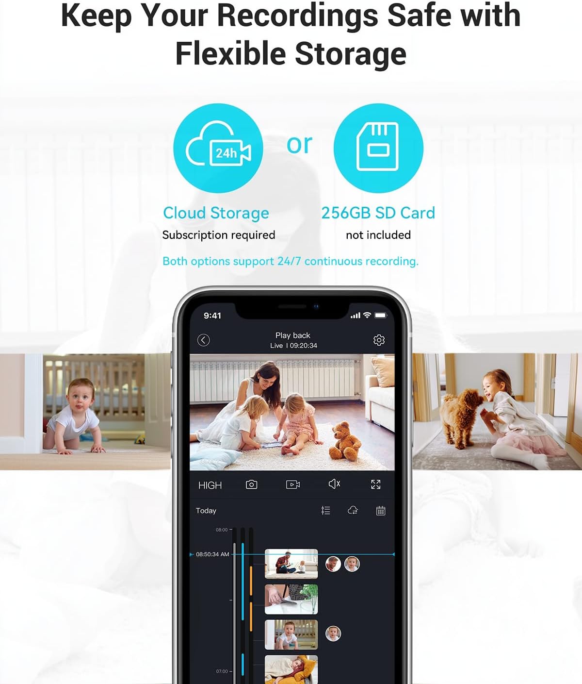 blurams 5G Cameras for Home Security, 2K Pet Camera with Phone App, 360° PTZ Indoor Camera w/Dual-Band WiFi6, Free Human/Motion/Sound Detection, 2-Way Talk, Night Vision, Compatible with Alexa, 2Pack - Image 7