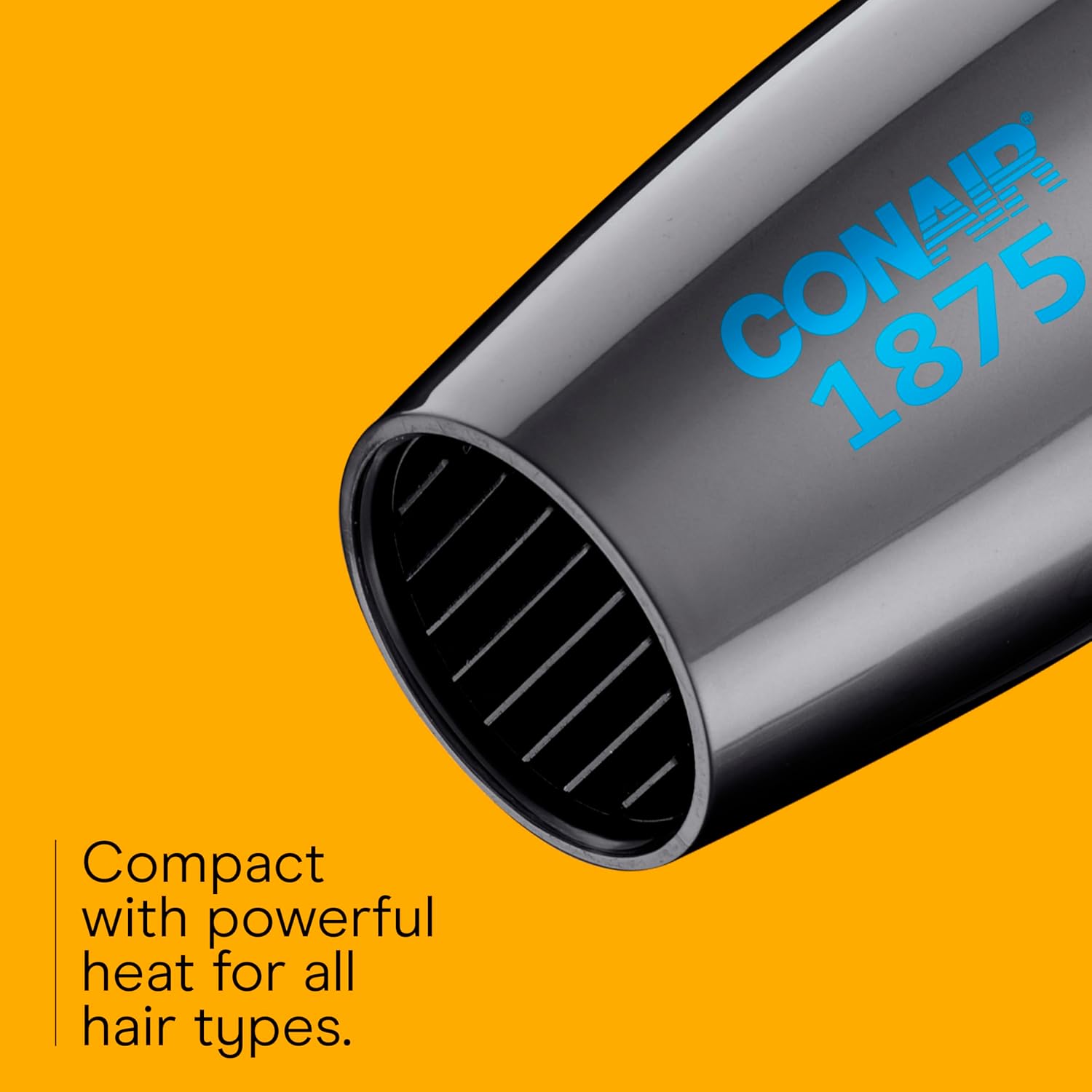 Conair Travel Hair Dryer with Dual Voltage, 1875W Compact Blow Dryer with Folding Handle, Gray - Image 6