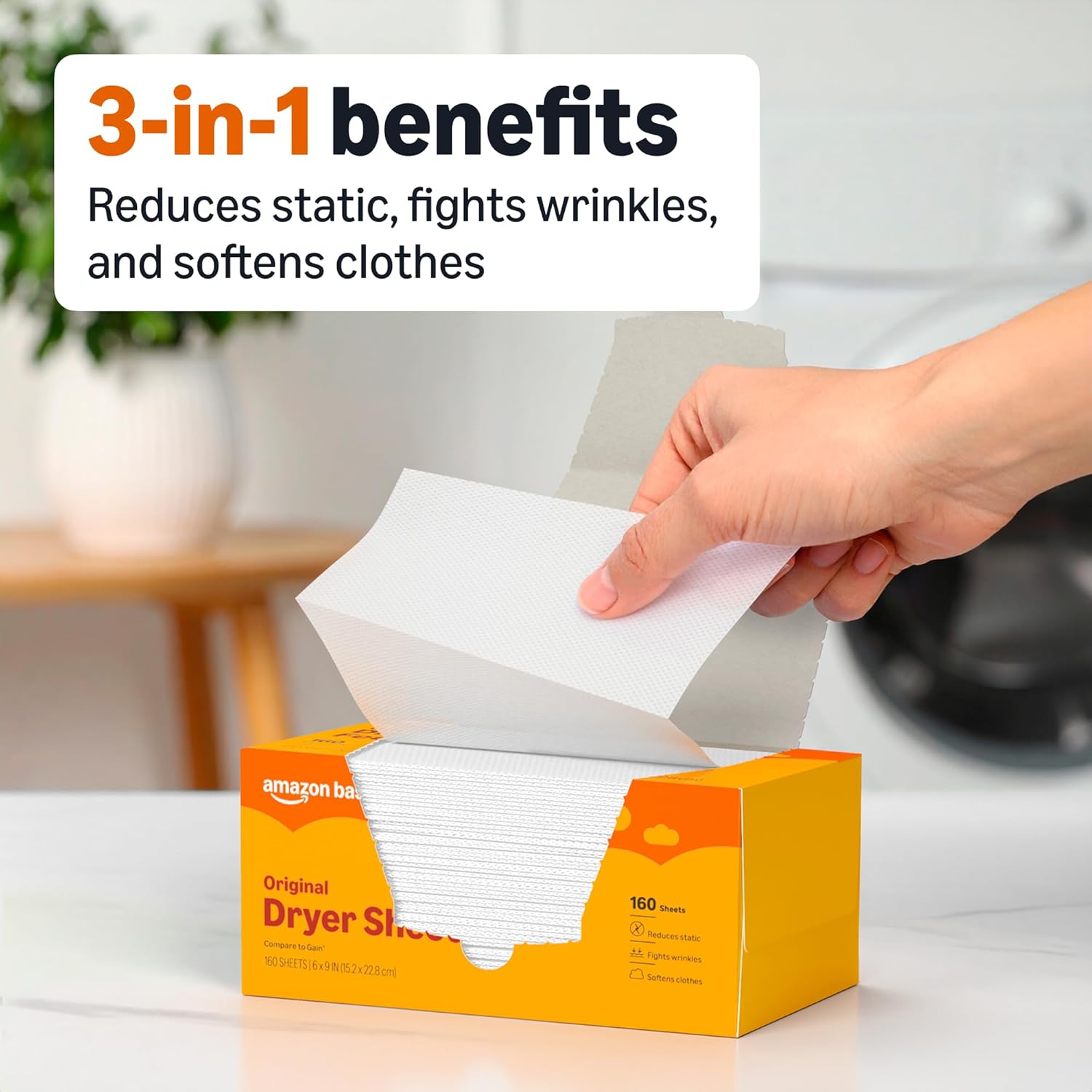 Amazon Basics Dryer Sheets, Original, Laundry Fabric Softener, 160 Count - Image 2