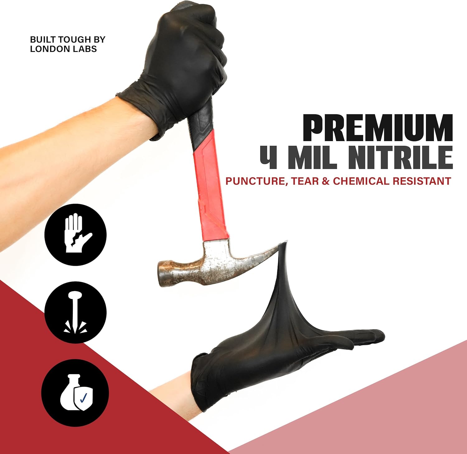 Synsafe 4 Mil -Black Nitrile Exam Gloves –Disposable Latex Free & Powder Free – Extra Strong, Rubber Gloves – First Aid Kit, Medical, EMT, Cleaning, Cooking | Bulk Case of (1000 ct) - Image 2