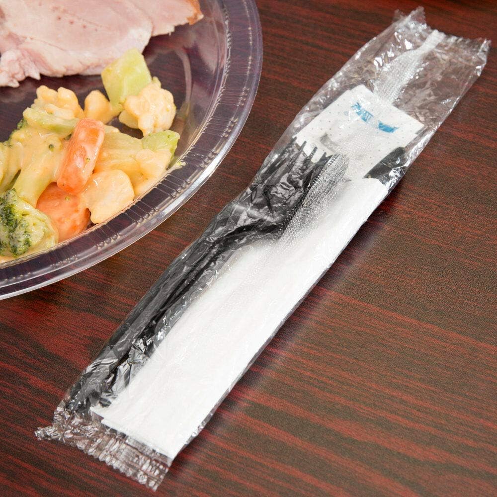 250 Plastic Cutlery Packets - Knife Fork Spoon Napkin Salt Pepper Sets | Black Silverware Sets Individually Wrapped Kits, Bulk Plastic Utensil Cutlery Disposable To Go Silverware - Image 2
