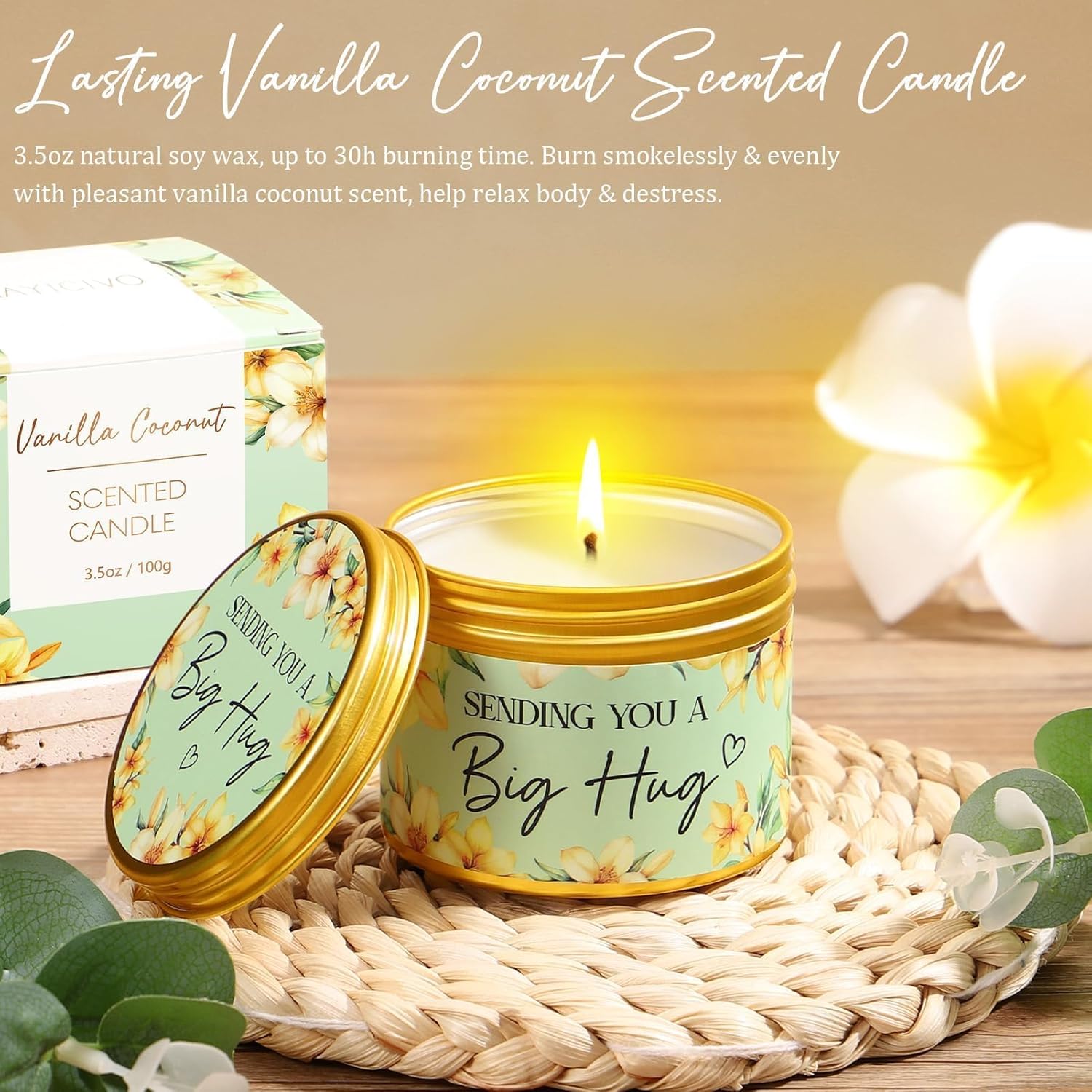Birthday Gifts for Women Self Care Gift, Vanilla Coconut Relaxing Spa Gift Basket Bath Set Get Well Soon Care Package Valentines Day Gifts for Her Mom Women Sister Friend Wife Grandma w/ Blanket - Image 6