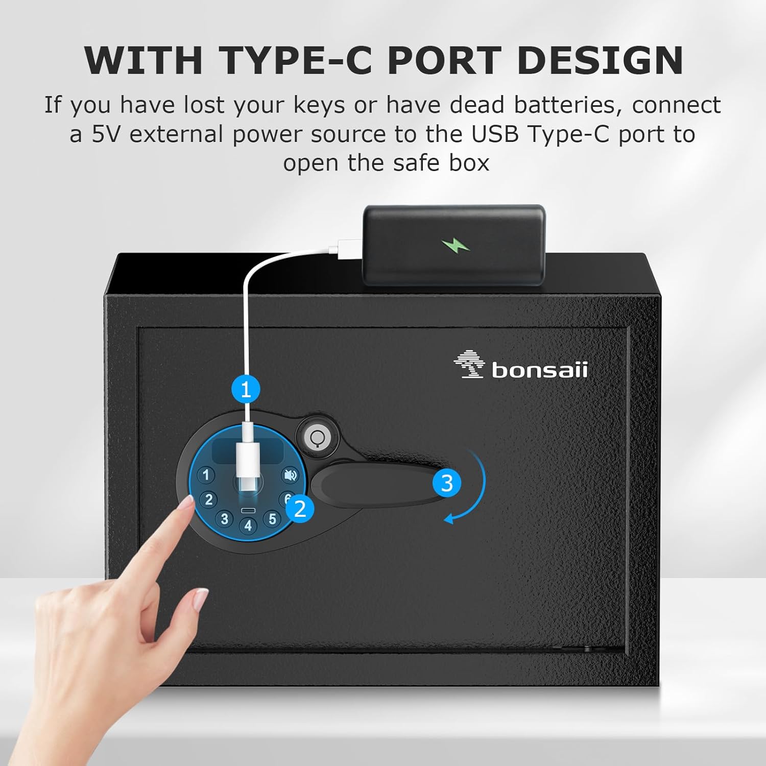 Bonsaii Safe, 0.6 Cubic Safe Box with Electronic Keypad, Removable Shelf, for Valuables Jewelry and Documents in Home, Hotel, or Business, 9.84" x 13.78" x 9.84" Inches, SF002 - Image 7