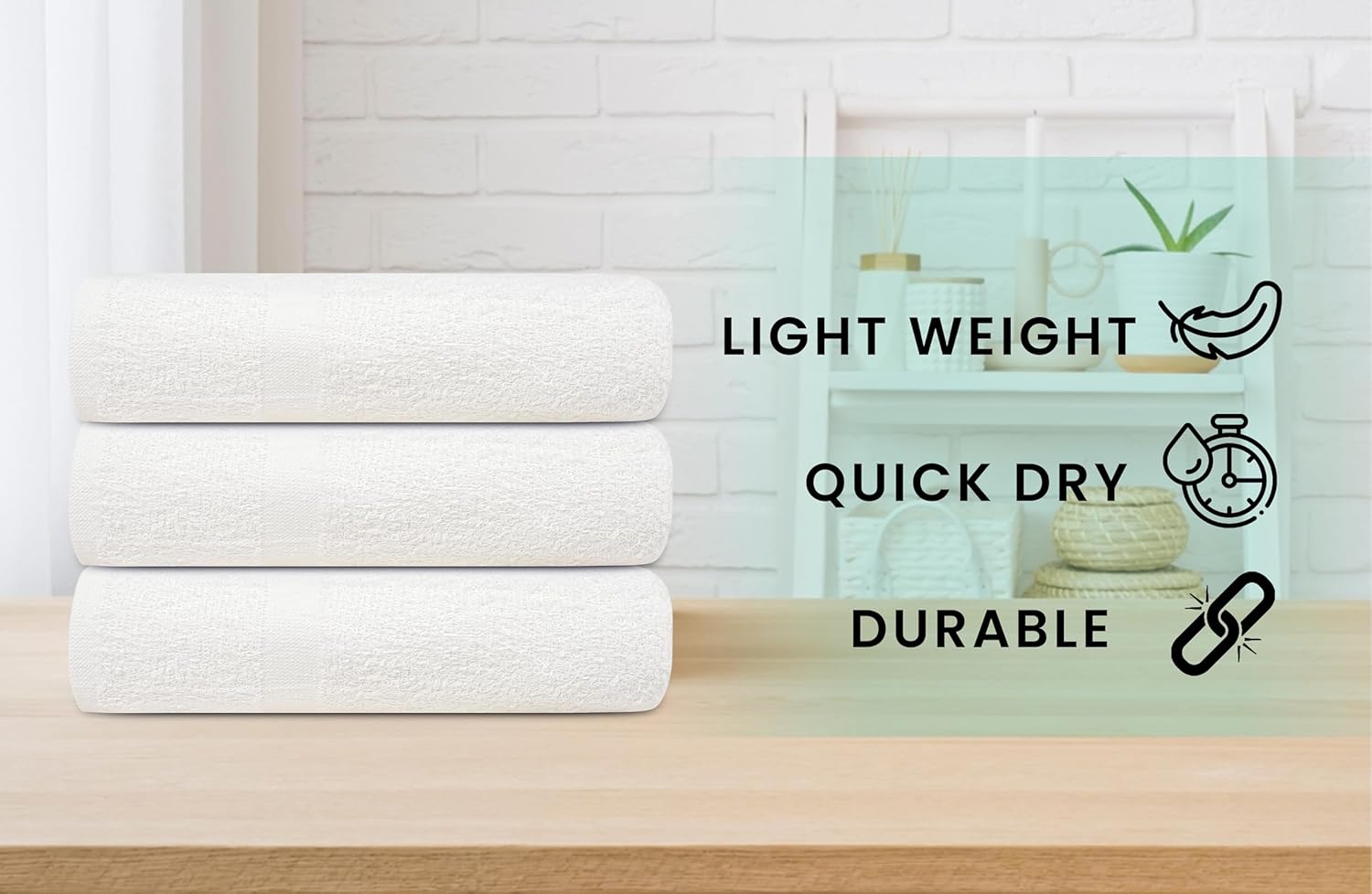 ZUPERIA White Bath Towels Bulk 12 Pack (24 x 48 Inches) - 100% Cotton Economy Light Weight Towels for Commercial Use - Quick Dry, Ultra-Soft, and Absorbent Bulk Towels - Image 2
