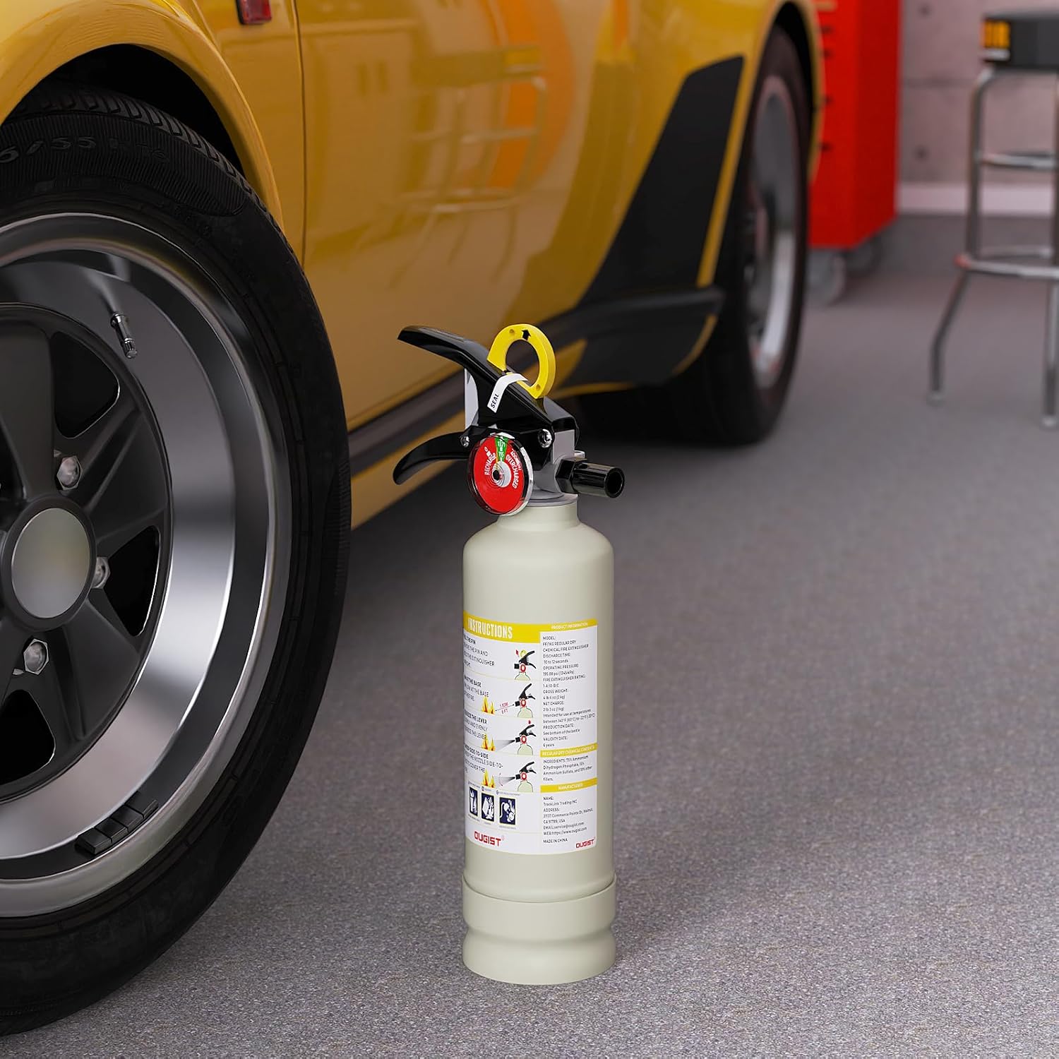 Ougist ABC Dry Powder Fire Extinguisher, 2.5lb – 1-A:10-B:C Rated for Home, Office & Vehicle, Quick Release, Easy-Grip Handle, Ideal for Electrical & Grease Fires, Car Extinguisher, Model FF1KG - Image 8
