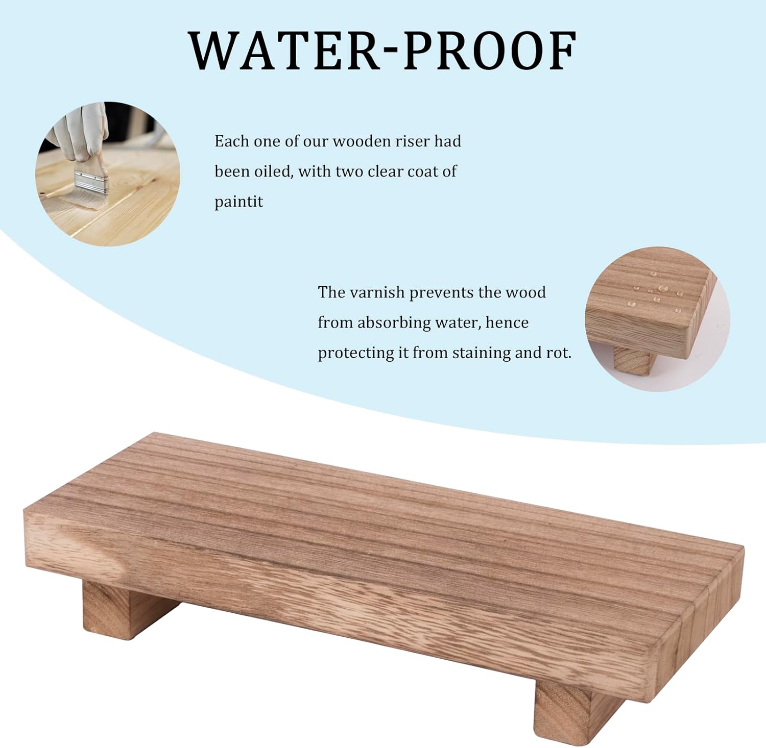 zoocatia Small Wood Tray Pedestal Stand Farmhouse Bathroom Decor Decorative Wooden Riser Kitchen Soap Dish Holder for Vanity, Counter, Sink, Brown - Image 3