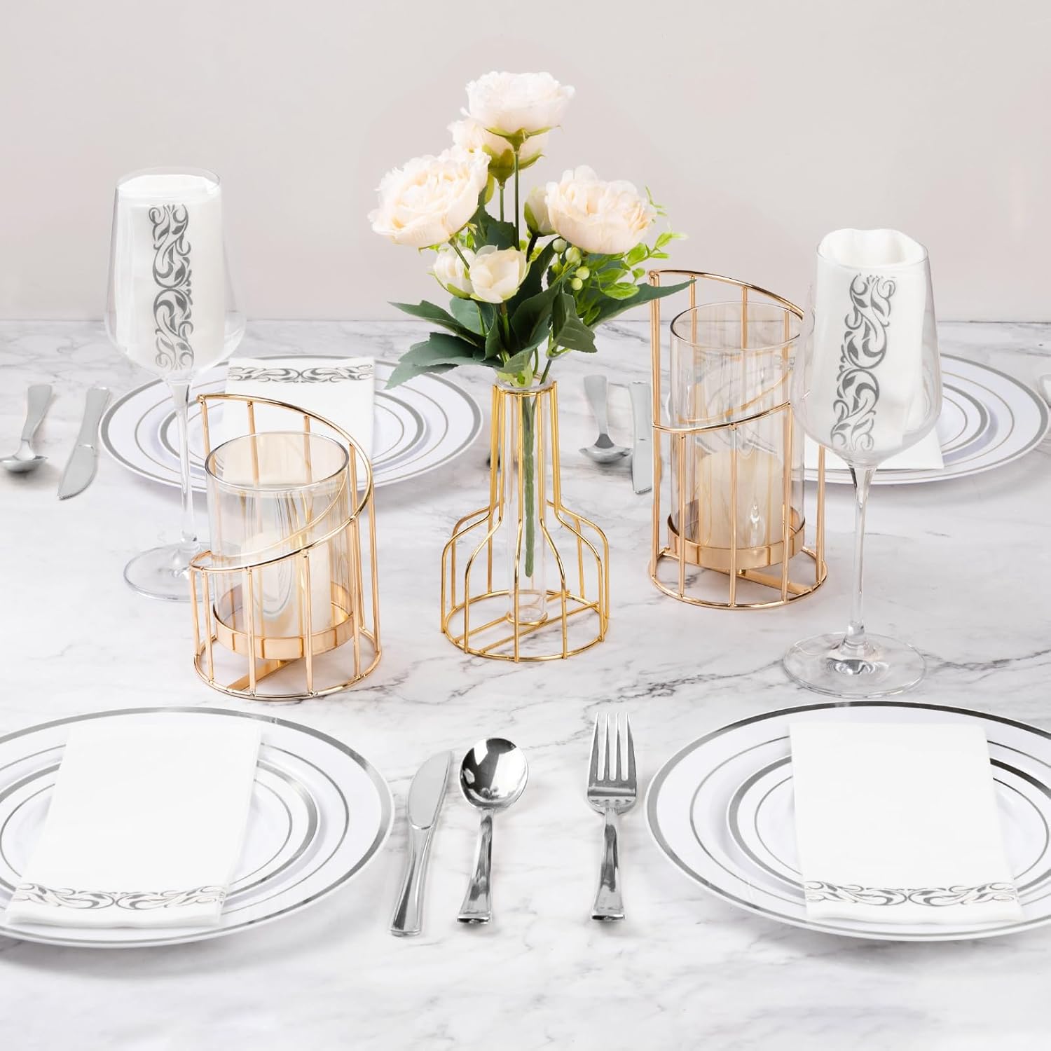 Goodluck 200-Pack Linen-Feel Disposable Guest Towels – Soft and Absorbent Paper Hand Towels for Bathroom or Kitchen – Elegant White Napkins with Silver Design for Parties, Weddings, Dinners Events - Image 5