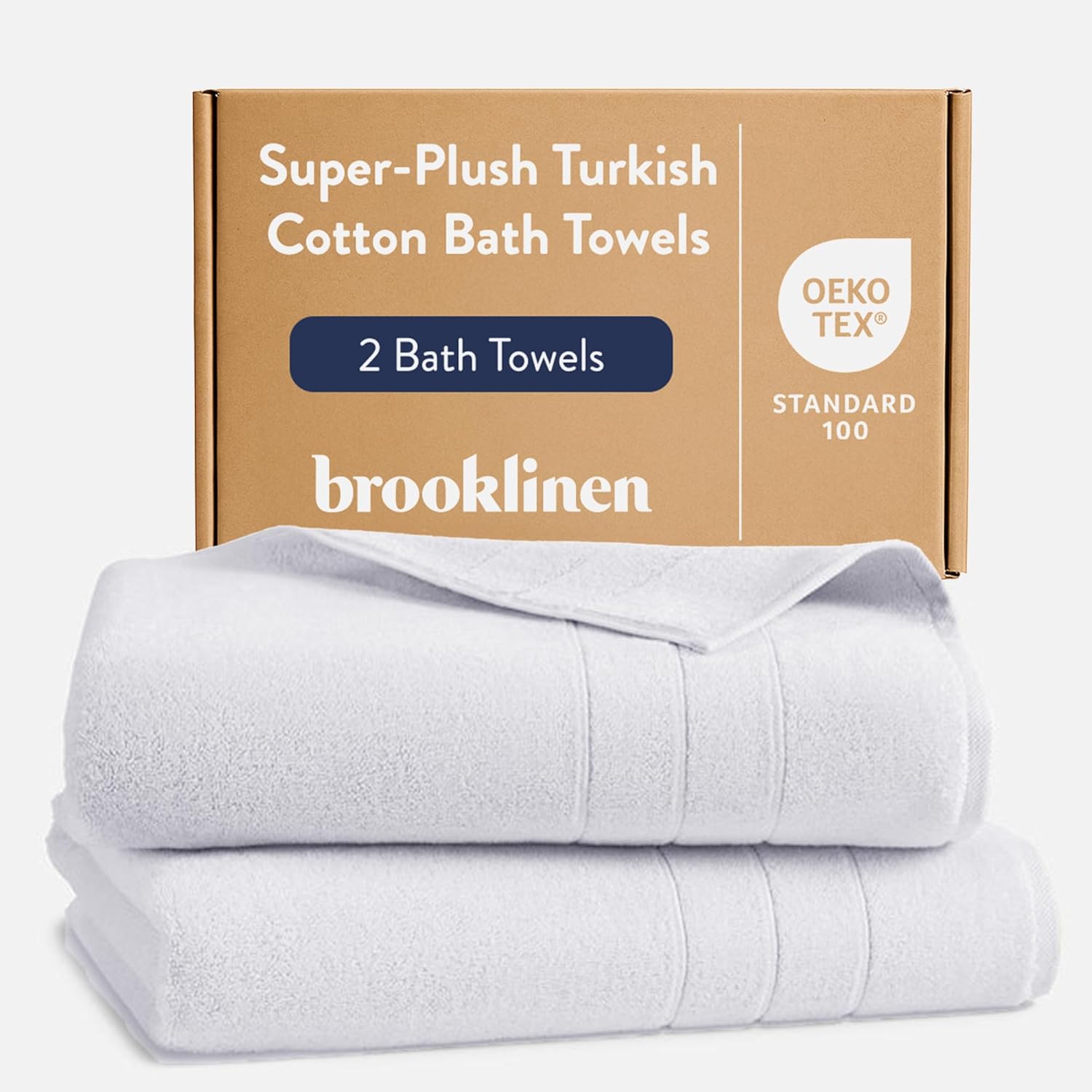 Brooklinen Super-Plush Turkish Cotton Bath Towels - Set of 2 - Cotton, 820 GSM, Highly Absorbent, Machine Washable, Perfect for Home & Bathroom (30" x 58", Solid White)