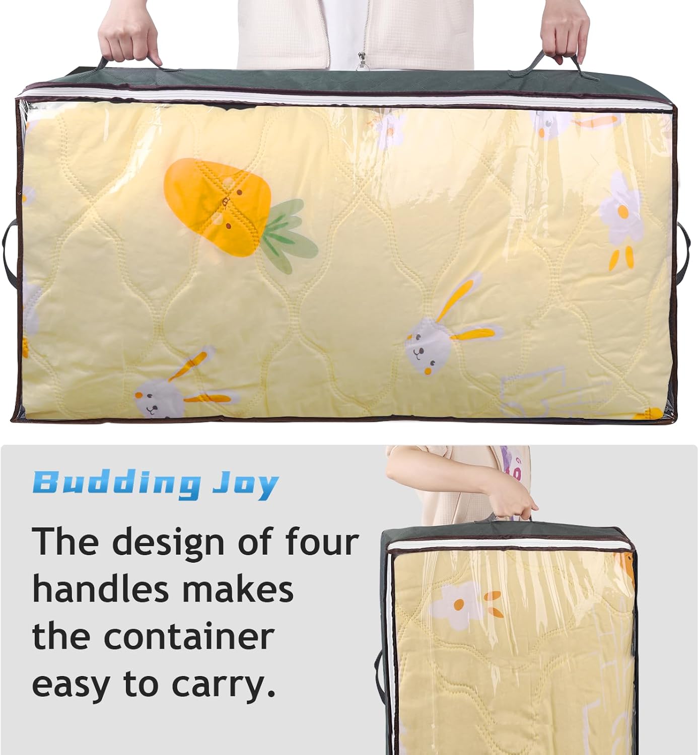 Budding Joy 90L Under Bed Storage Containers, Closet Organizers and Storage Bins, Foldable Underbed Storage Bags for Linen Sheets, Blanket, Clothing, Comforter, Sweaters, Pillows, Wrapping Paper, Grey - Image 7