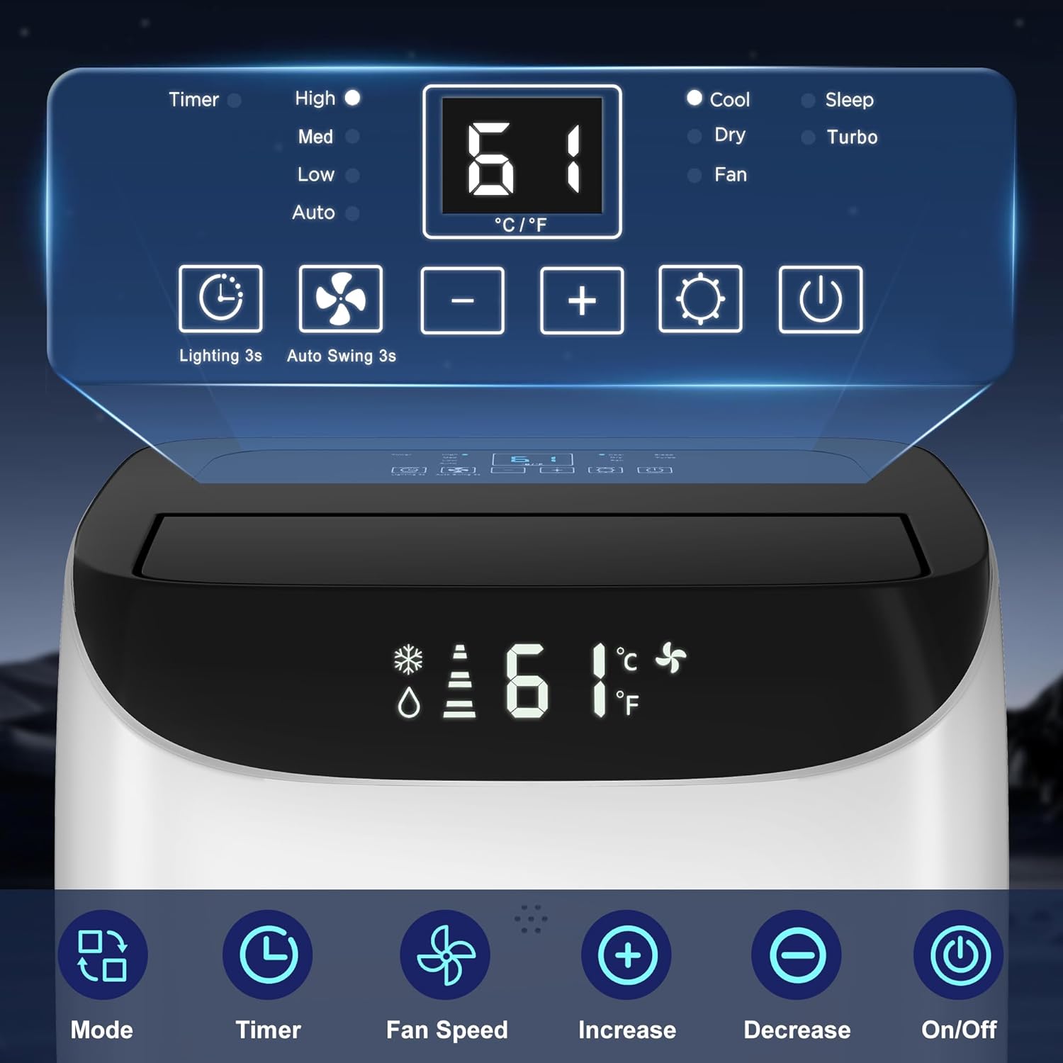 Inverter 16000BTU Portable Air Conditioners with Remote, Free Stand Cooling Portable AC Unit for Room up to 800 sq.ft, with Dehumidifier & Fan, Dual Hose, Quiet Sleep Mode(45dB), Windows Kit - Image 8