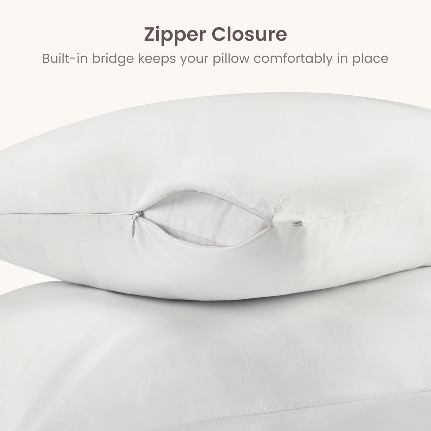 Bioweaves Organic Cotton Jersey Knit Waterproof Pillow Protector Covers with Zipper Closure – GOTS Certified Soft & Quite Pillow Encasement – Standard Size, 20 x 26 inches, Set of 2 - Image 5