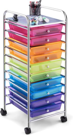 COSTWAY 10-Drawer Rolling Storage C...
