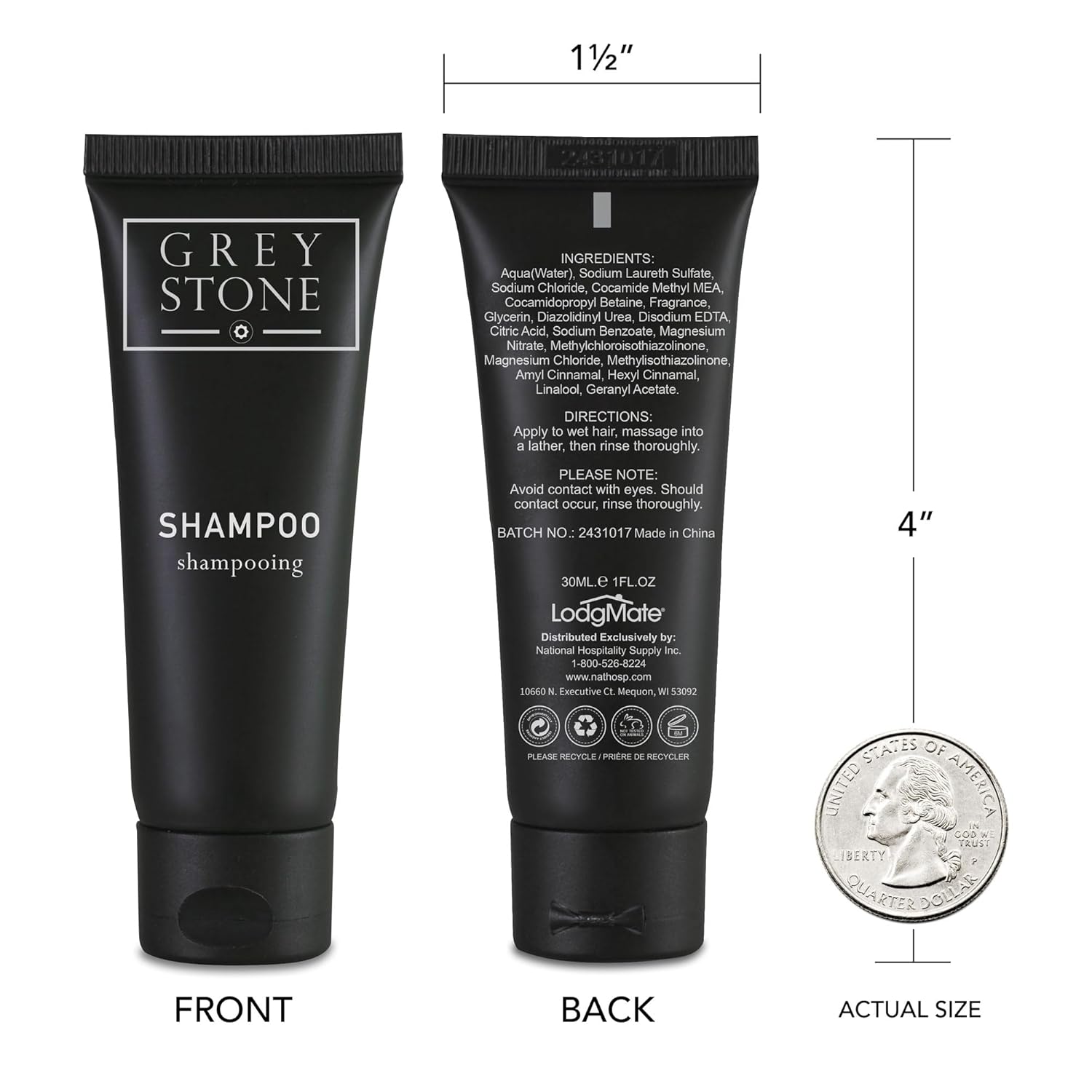 Grey Stone Hotel Shampoo Tubes, Travel Size Bulk Amenities, 1 oz, Case of 150 - Image 3