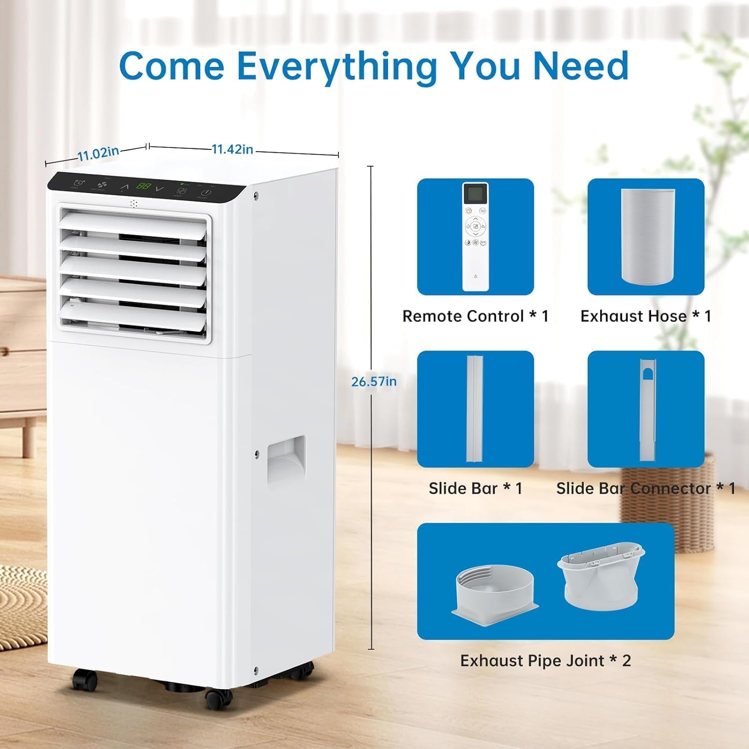 8,000 BTU Portable Air Conditioner, AC Unit with Built-in Cool, Dehumidifier & Fan Modes for Room up to 350 sq.ft, Conditioner Remote Control, 24 Hour Timer, Installation Kit - Image 7