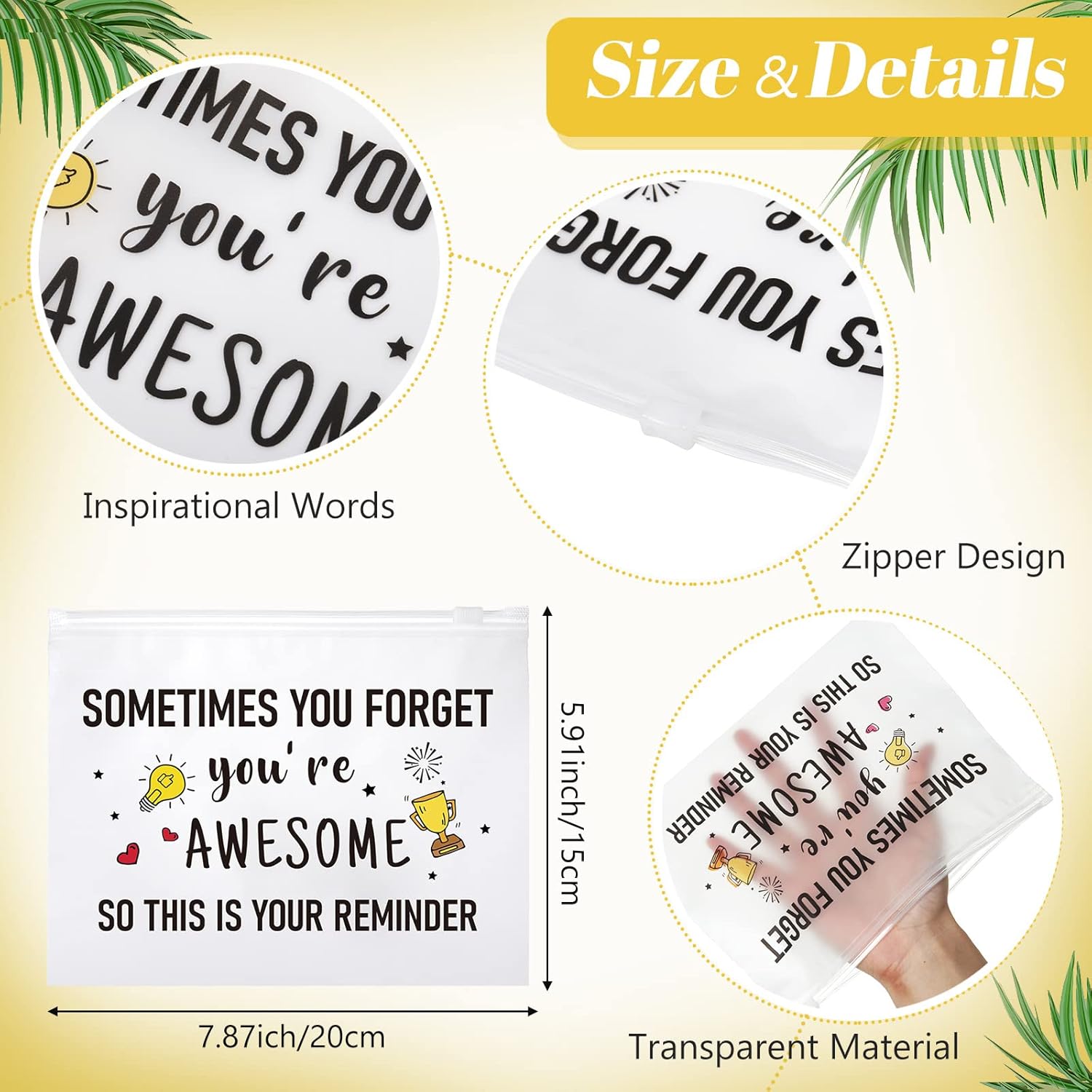 Reginary 50 Pcs Inspirational Gifts Bulk for Women Cosmetic Bag EVA Makeup Bag with Zipper for Birthday Employee Coworker Colleague Staff Encouragement Motivational Presents(You Are Awesome) - Image 2