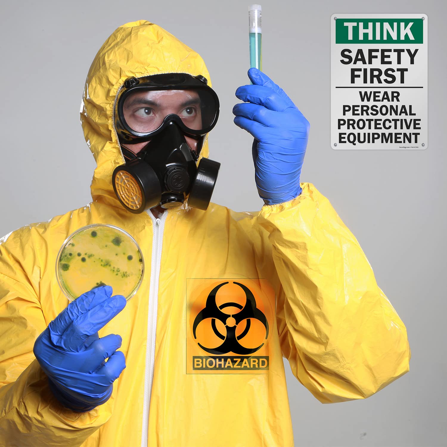 SmartSign - S-2917-AL-14 "Think Safety First - Wear Personal Protective Equipment" Sign | 10" x 14" Aluminum 10" x 14" Non-Reflective Aluminum - Image 10