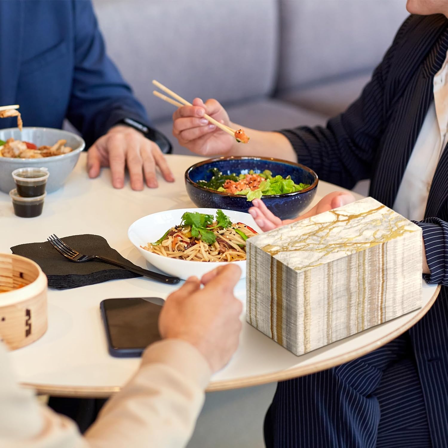 Geyoga 100 Pcs Marble Guest Napkins 2 Ply Disposable Guest Bathroom Paper Napkins Black Gold Marbleized Hand Towels for Home Bathroom Kitchen Table Decor (White Gold) - Image 6