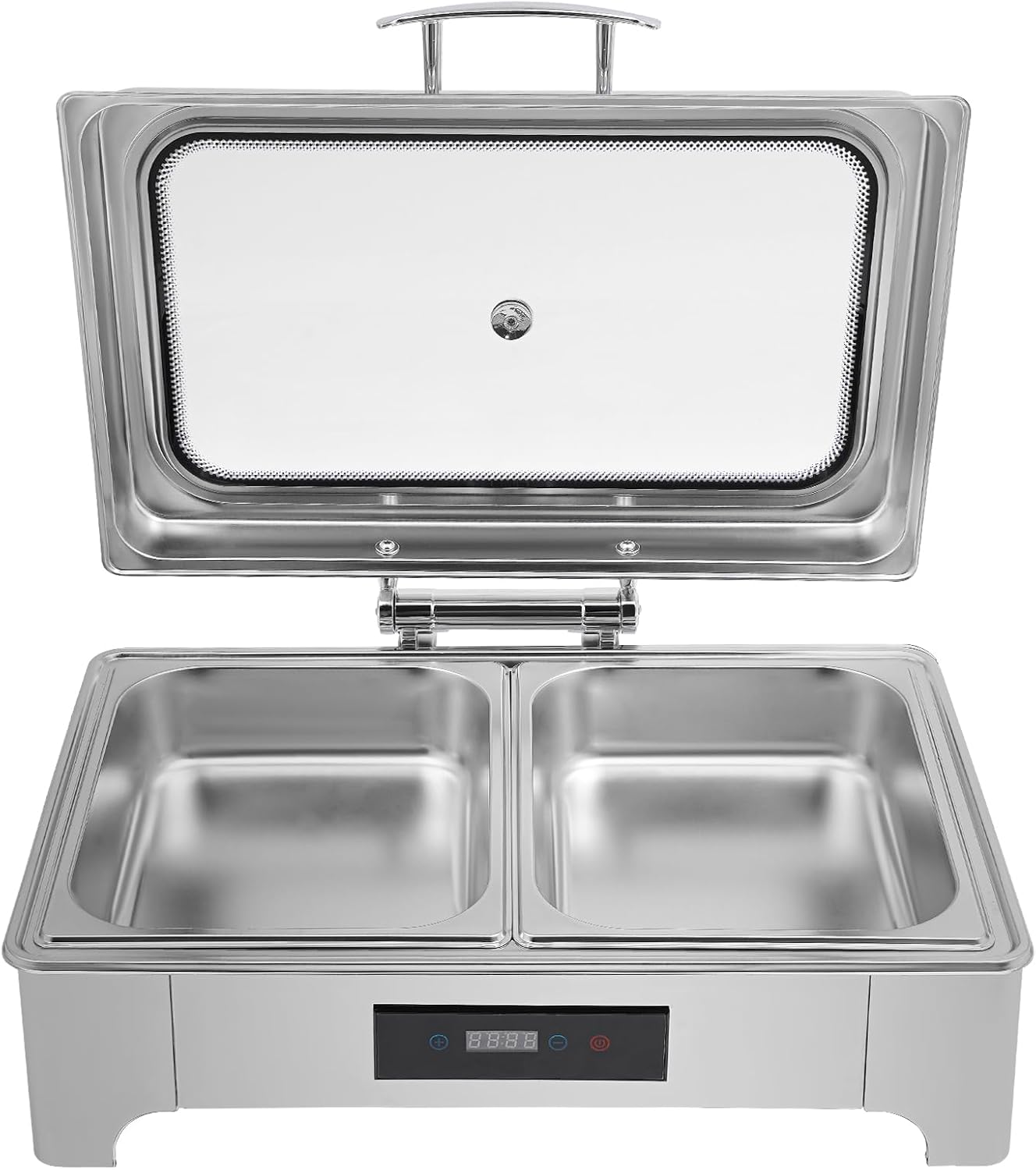 2 Pan Electric Chafing Buffet Dishes 9L Electric Buffet Server and Warmer Touch Control Food Warmer Buffet 95-194℉ with Temp Display & Glass Lid for Parties Catering Wedding - Image 4