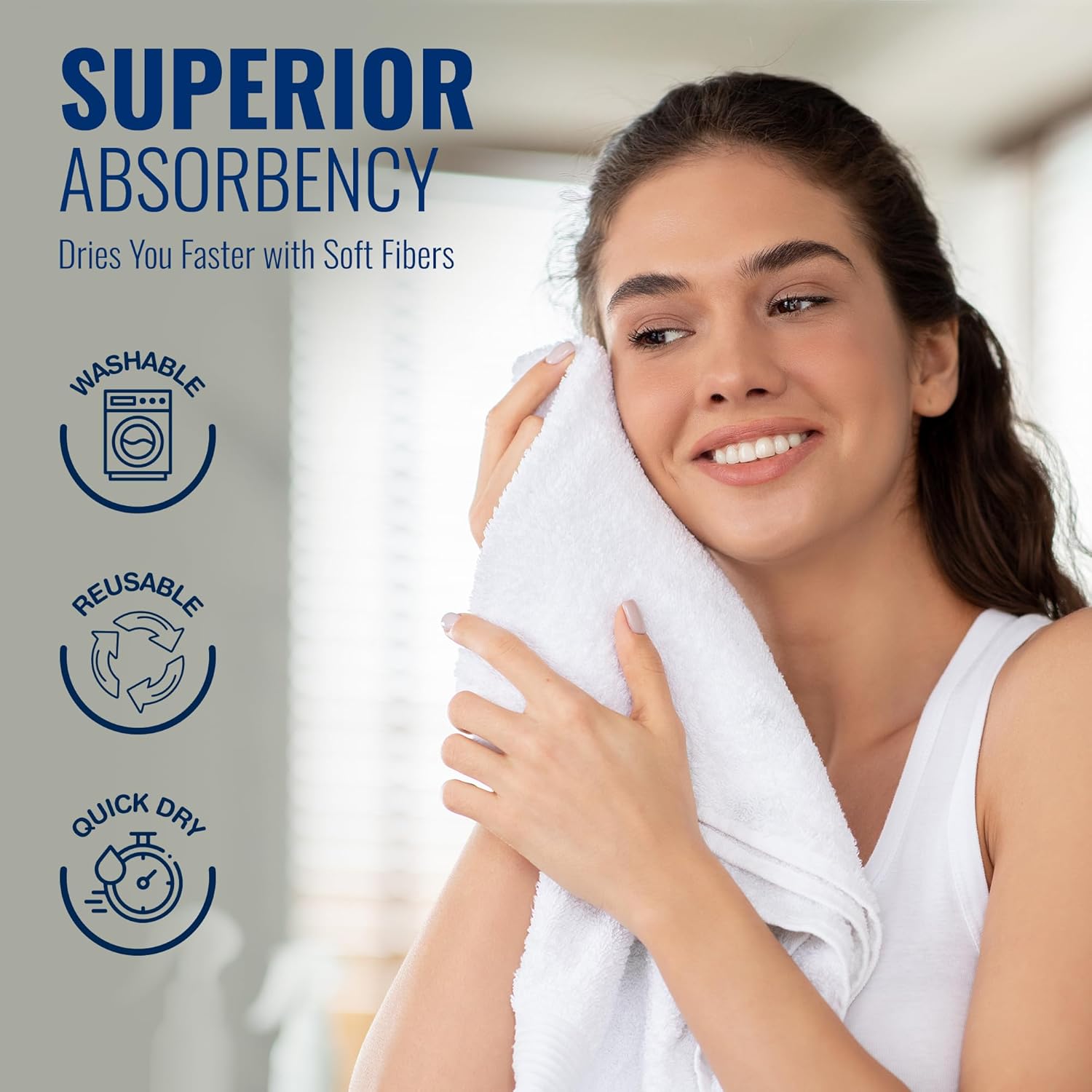 Bulk Hand Towels – 120 Pack (16x27) – Wholesale Economy Poly Cotton Salon Towels – Lightweight, Quick-Dry, Durable Massage Towels for Salons, Spas, Gyms, Pools & Commercial Use - Image 2