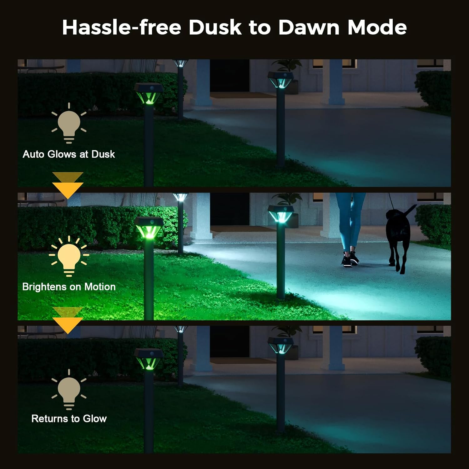 XMCOSY+ Smart Solar Lights Outdoor with Motion Sensor, 150LM APP Control RGBCW Color Changing Solar Garden Lights for Yard Pathway Landscape, Compatible with Alexa, Waterproof, 6 Pack - Image 7