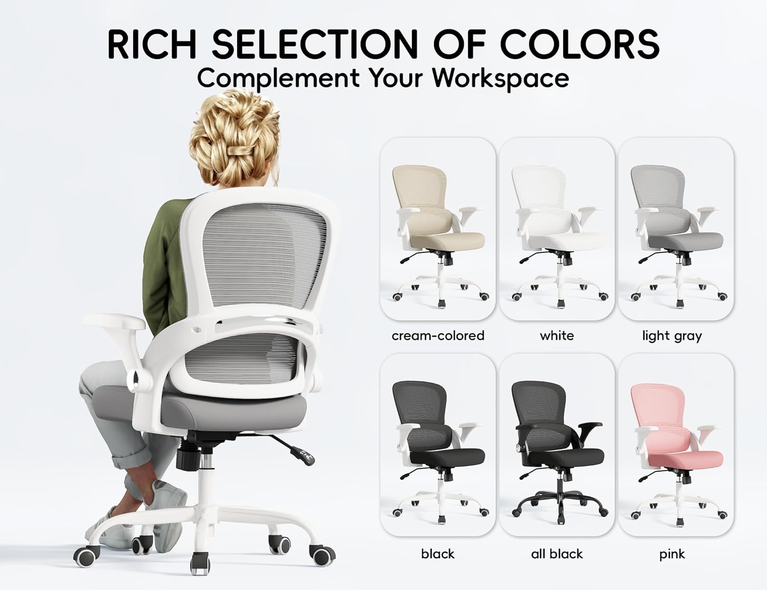 TRALT Ergonomic Office Chair - Comfy Desk Chair with Back Support, Home Office Desk Chairs, Computer Chair, 330lbs Wide Seat Big and Tall Office Chair for Executives (Grey) - Image 9