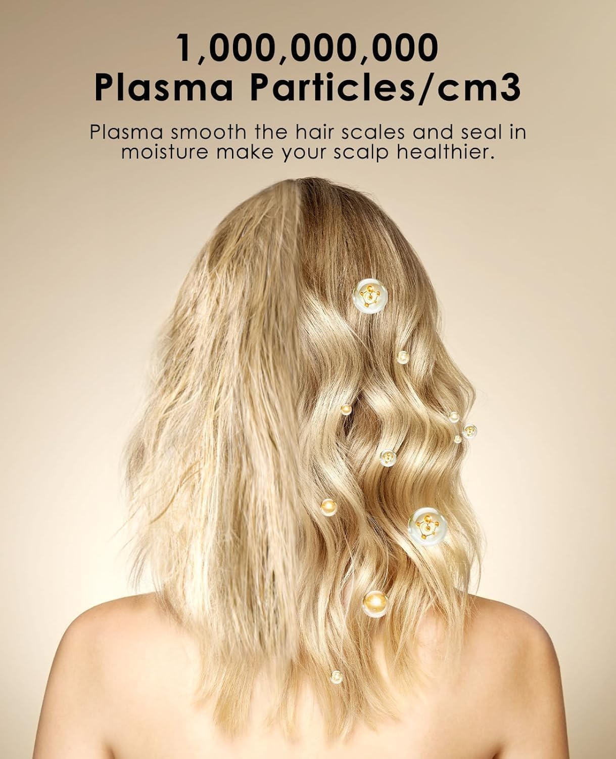 Foldable Hair Dryer for Travel - Global Voltage with Auto-Sensing, 1B Plasma Particles, 200times/s Temp Control, Portable Blow Dryer with Single-Sided Comb, Gray - Image 6