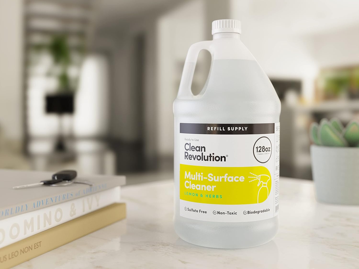 Clean Revolution Multi Surface Cleaner Refill Supply, Non-Toxic, Eco-Friendly & Plant-Based, Ready to Use, Lemon & Herbs, 128 Fl Oz (1 Gallon) - Image 2
