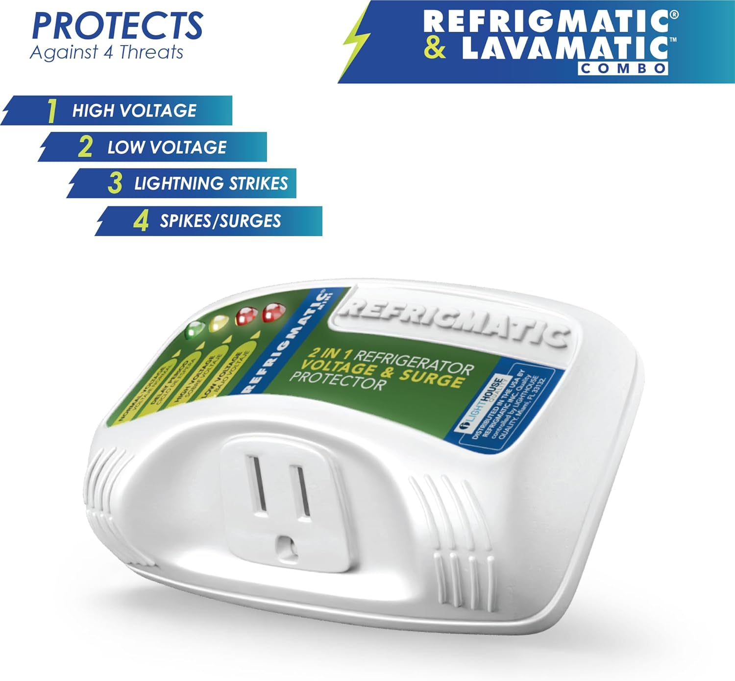 Two Electronic Voltage & Surge Protector Combo - Protect your Refrigerator and Washing Machine Against High and Low Voltage, Brownouts and Spikes - Image 2